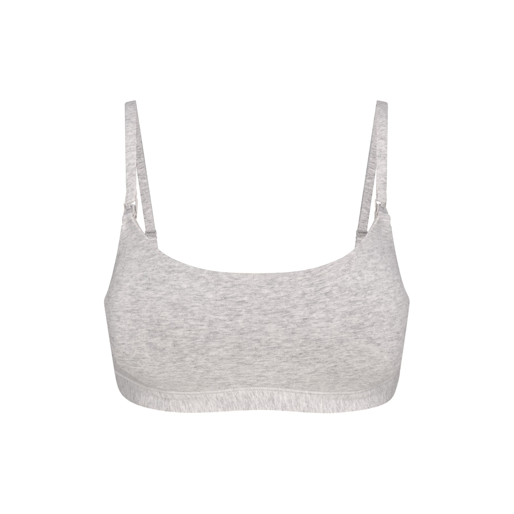 COTTON JERSEY MATERNITY NURSING SCOOP BRALETTE | LIGHT HEATHER GREY FLAT ON A WHITE BACKGROUND | FLT