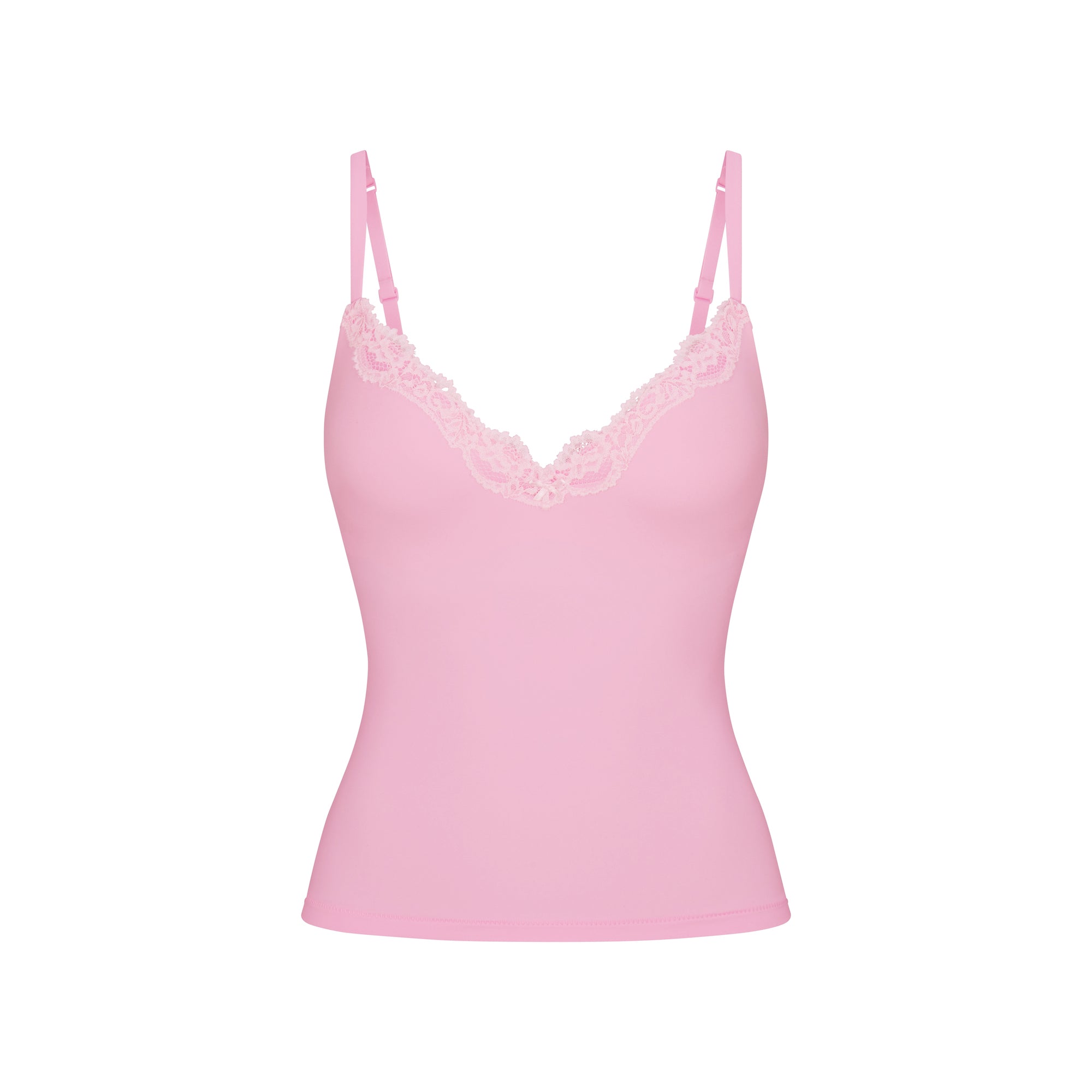 FITS EVERYBODY LACE PUSH-UP CAMI | BUBBLEGUM TONAL FLAT ON A WHITE BACKGROUND @ | FLT