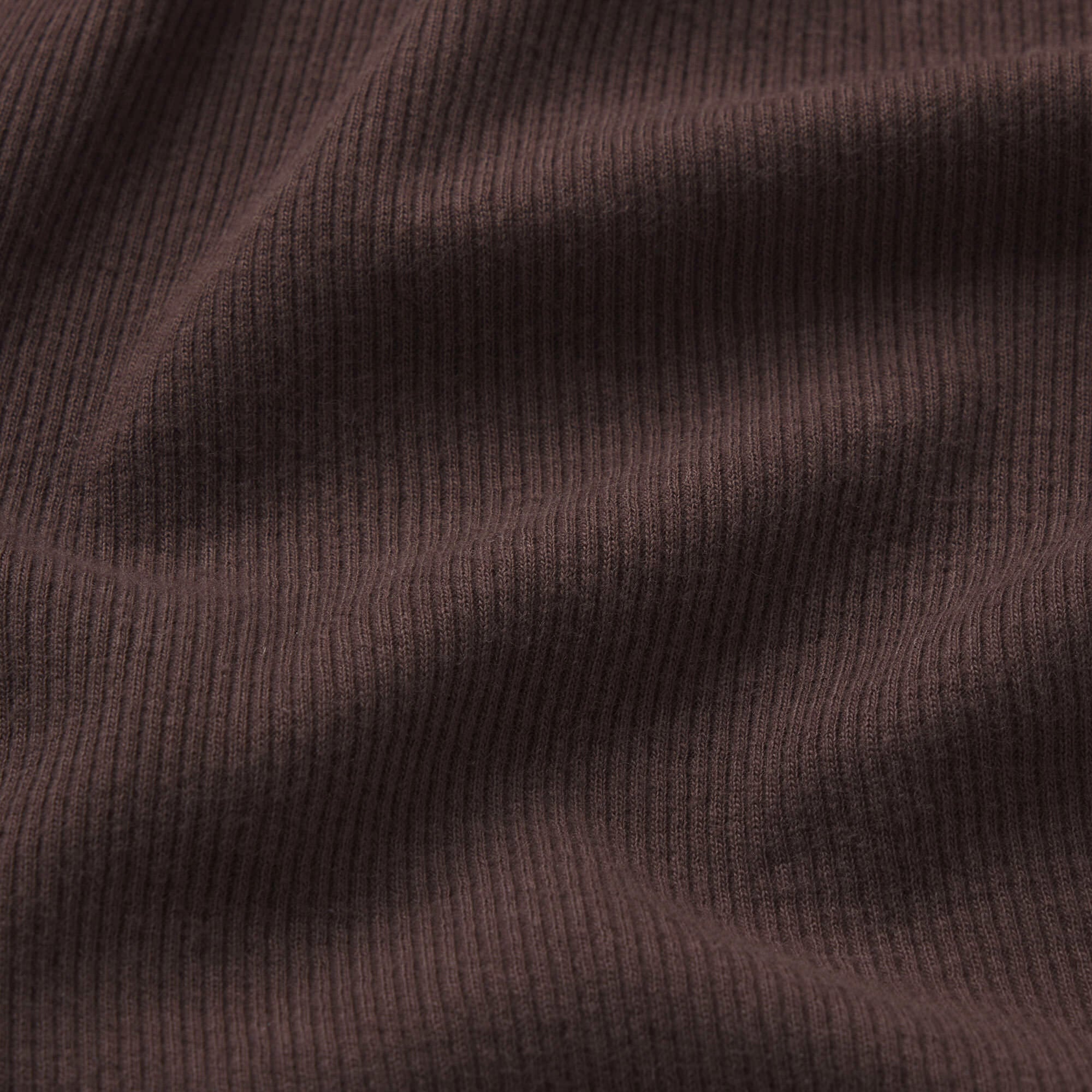 COTTON RIB ZIP UP TOP | ESPRESSO & LAYS FLAT ON A WHITE BACKGROUND | FLT