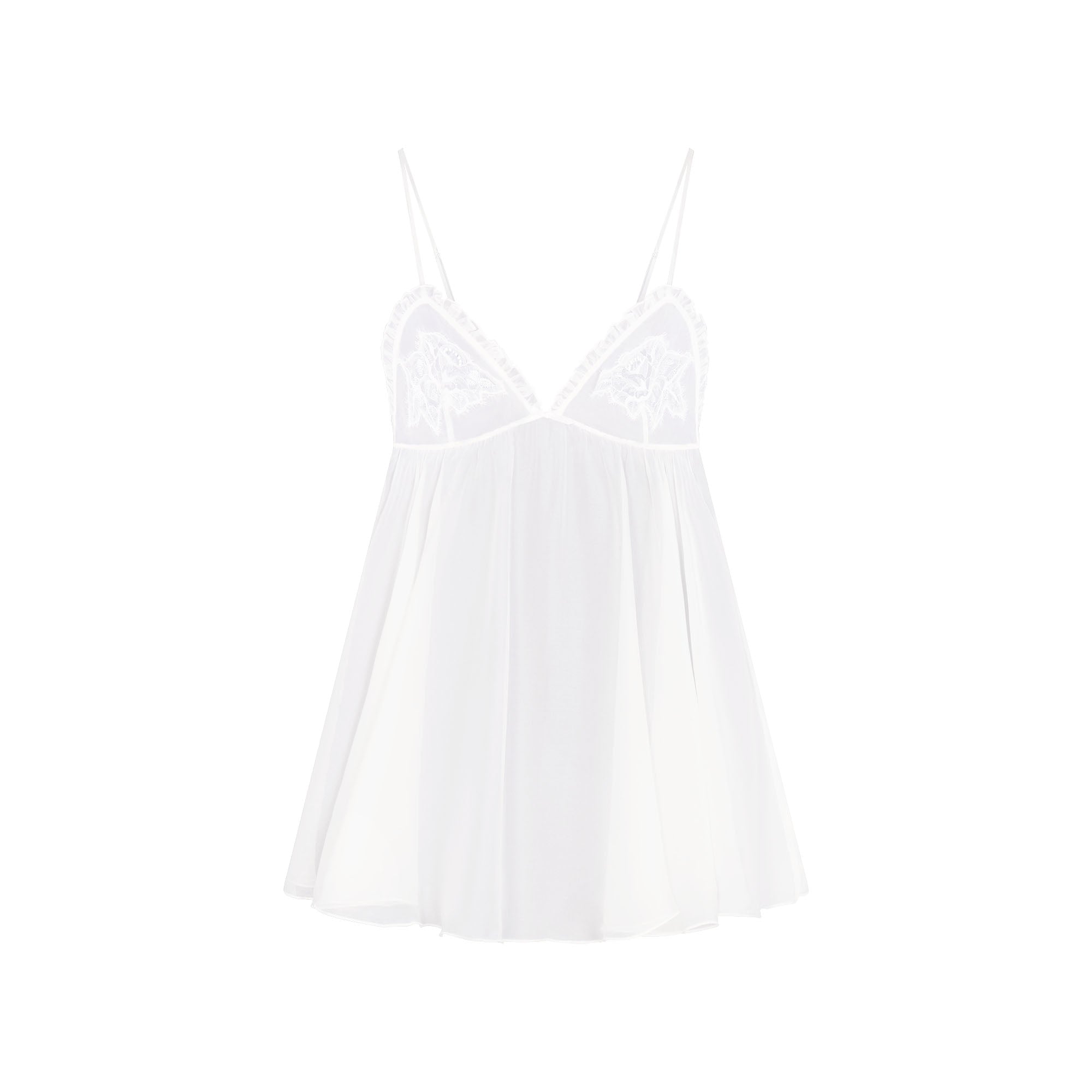 SKIMS ROMANCE BABYDOLL DRESS | IVORY LAYS FLAT ON A WHITE BACKGROUND | FLT