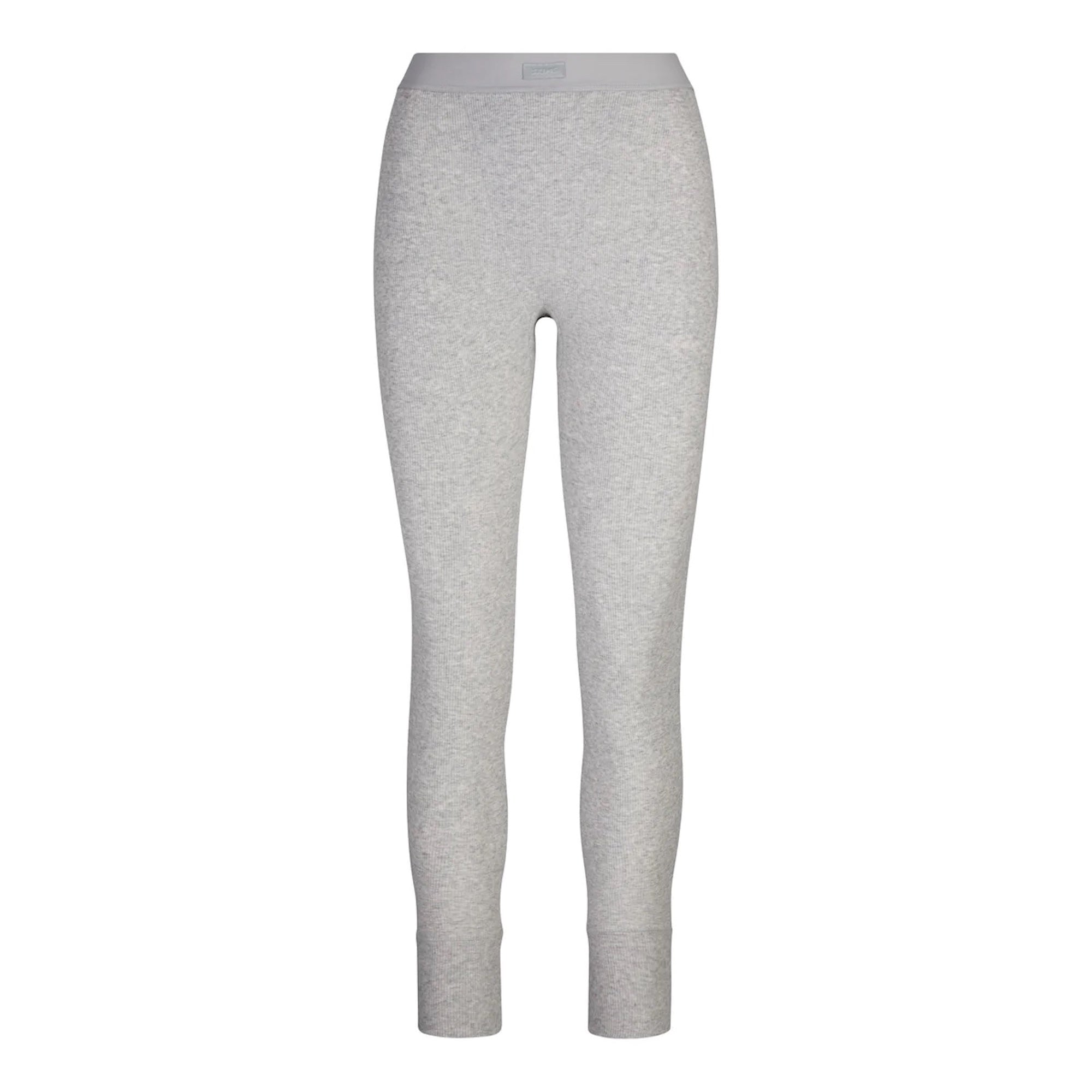 COTTON RIB LEGGING | LIGHT HEATHER GREY (LEGGINGS, BOTTOMS) LAYS FLAT ON A WHITE BACKGROUND | FLT