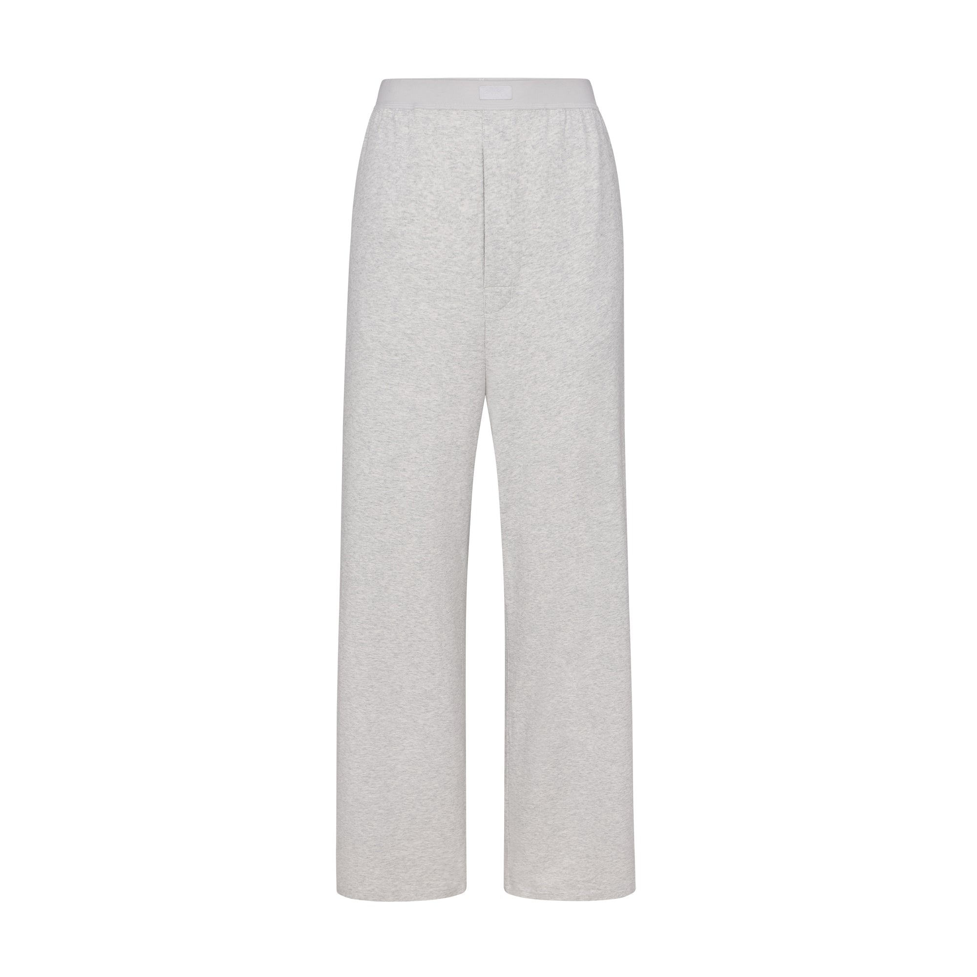 BOYFRIEND LOOSE PANT | LIGHT HEATHER GREY (PANTS, BOTTOMS) LAYS FLAT ON A WHITE BACKGROUND | FLT