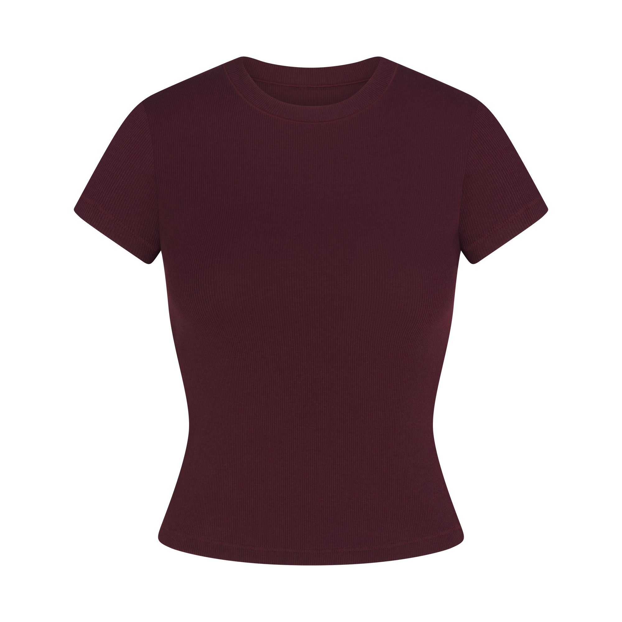 COTTON RIB T-SHIRT | CURRANT FLAT ON A WHITE BACKGROUND | FLT@