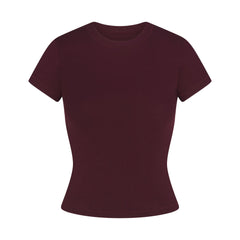 COTTON RIB T-SHIRT | CURRANT FLAT ON A WHITE BACKGROUND | FLT@