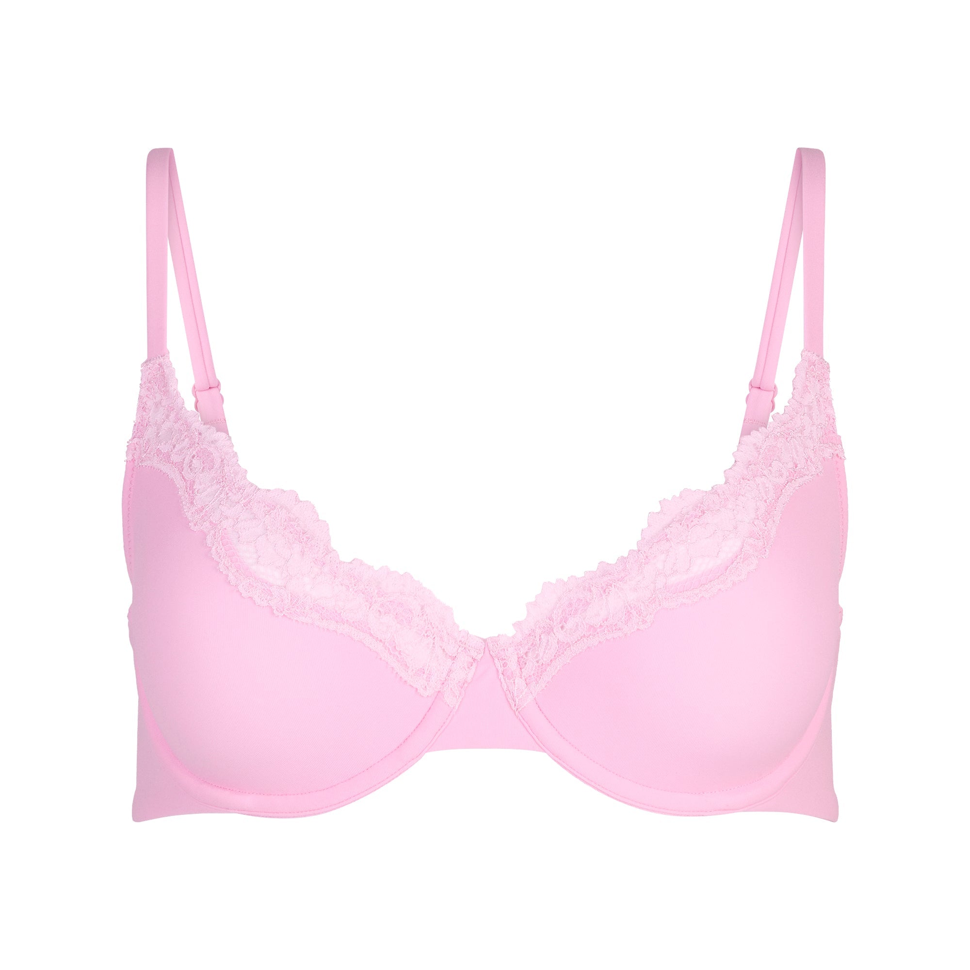 FITS EVERYBODY LACE UNLINED SCOOP BRA | BUBBLE GUM TONAL FLAT ON A WHITE BACKGROUND | FLT