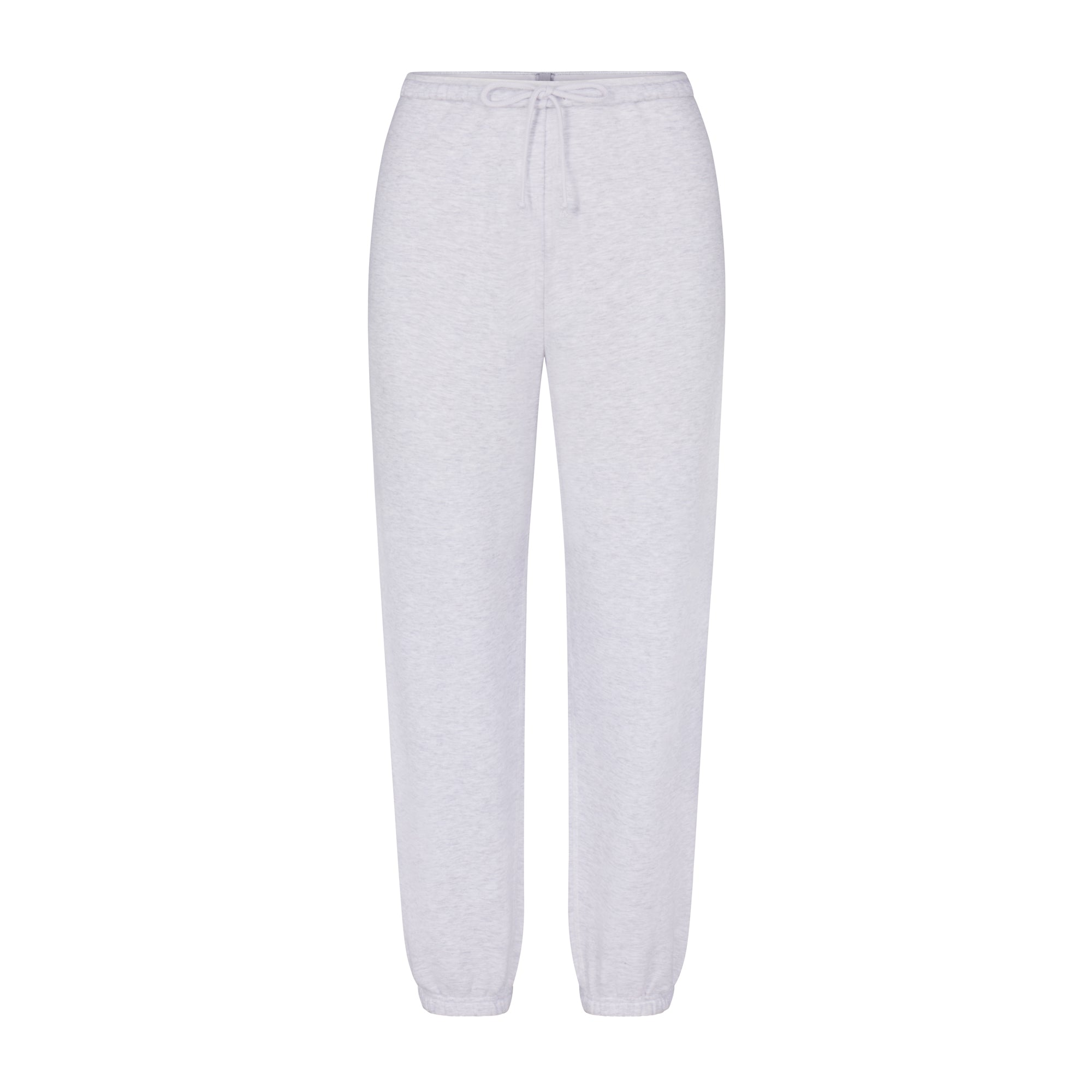 COTTON FLEECE JOGGER | LIGHT HEATHER GREY (JOGGERS, BOTTOMS) LAYS FLAT ON A WHITE BACKGROUND | FLT