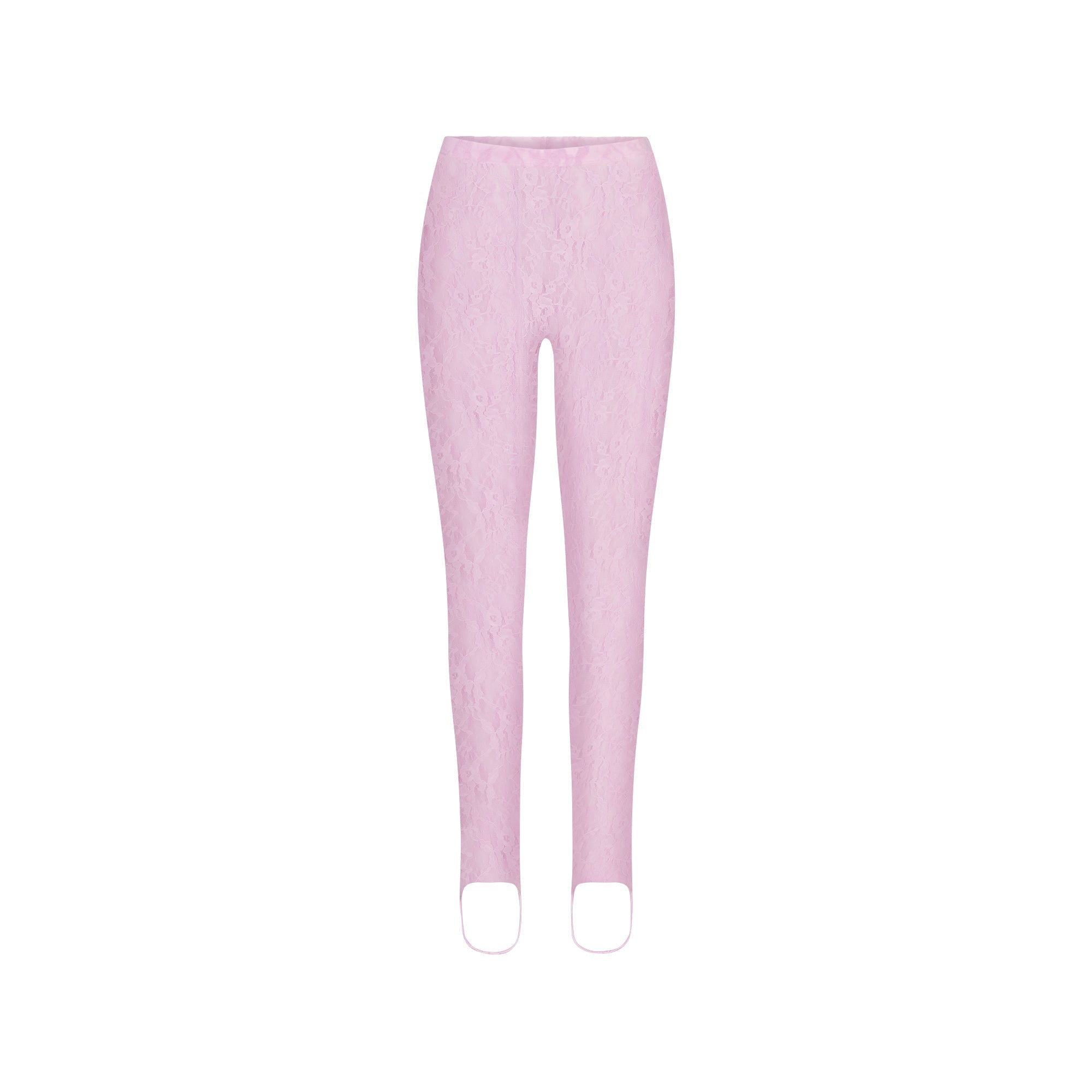STRETCH LACE STIRRUP LEGGING | BABY PINK FLAT ON A WHITE BACKGROUND | FLT