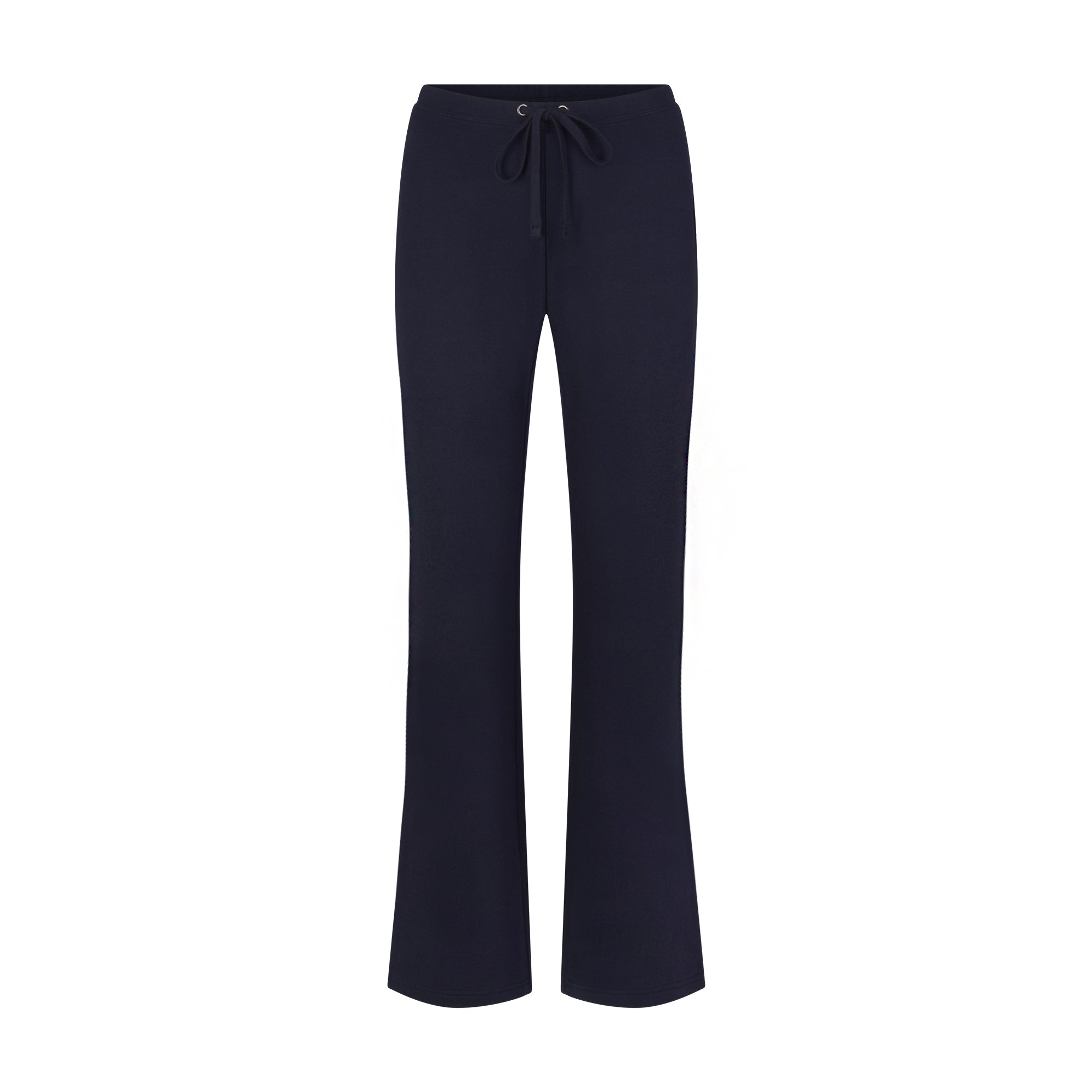 DRAPEY FRENCH TERRY STRAIGHT LEG PANT | NAVY FLAT ON A WHITE BACKGROUND | FLT