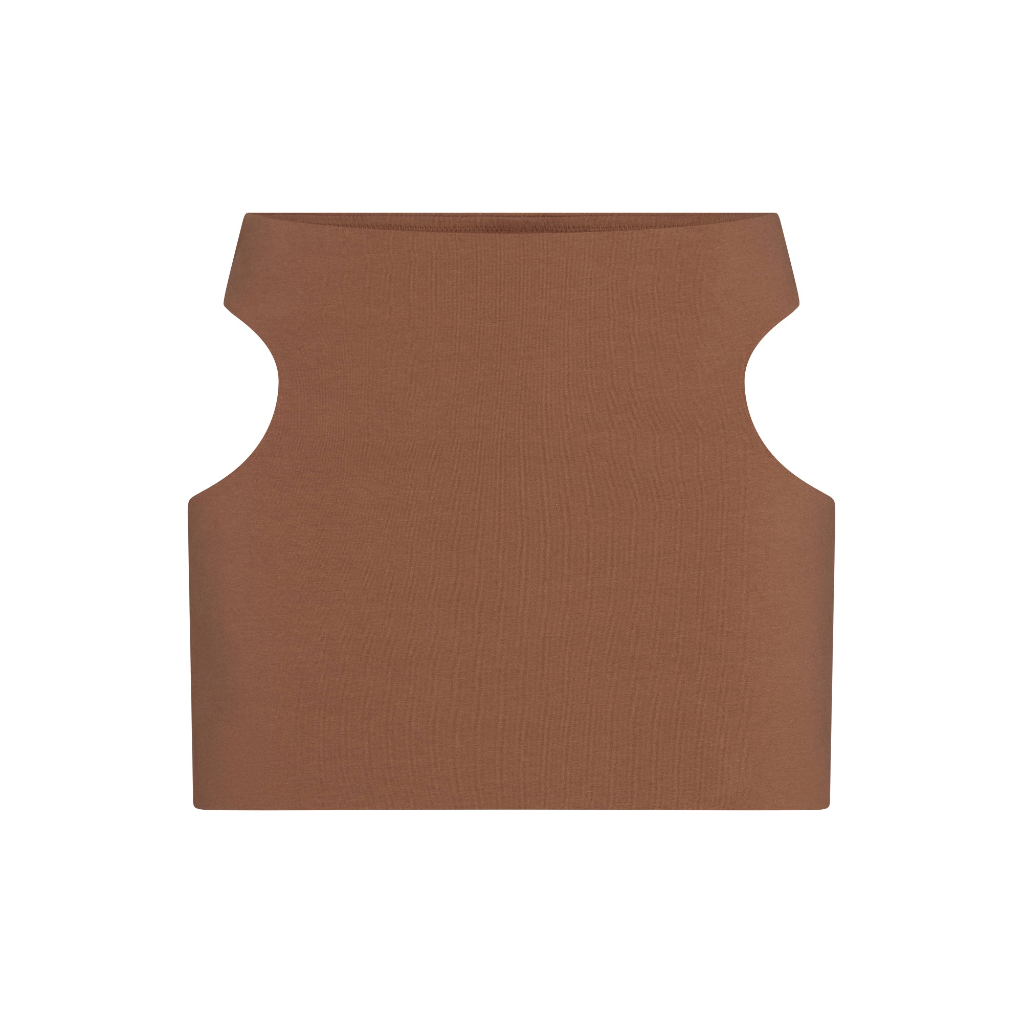 COTTON JERSEY CUT OUT MINI SKIRT | JASPER LAYS FLAT ON A WHITE BACKGROUND | FLT