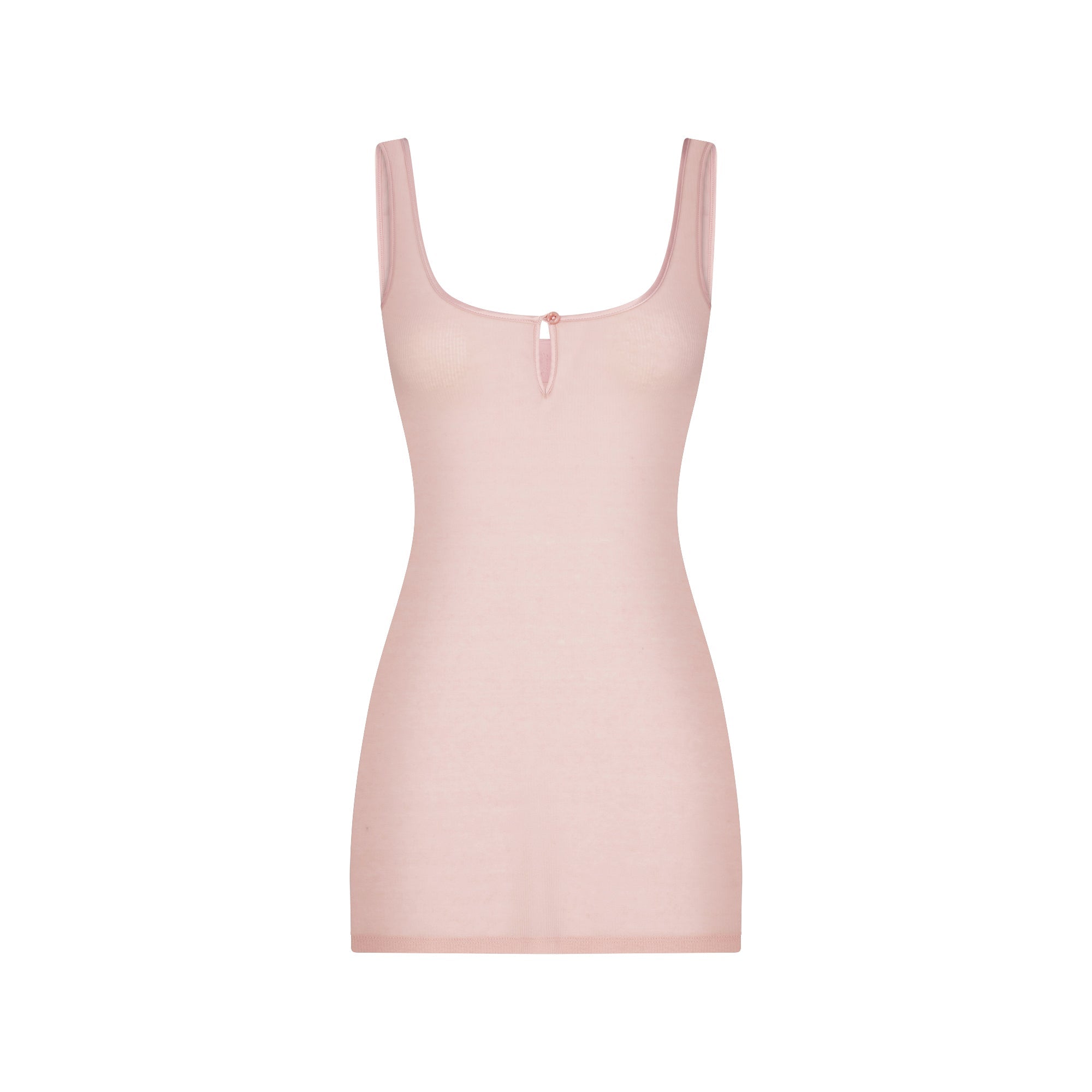 SHEER RIB MINI SLIP DRESS | MORGANITE FLAT ON A WHITE BACKGROUND | FLT