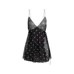 SKIMS ROMANCE MINI SLIP DRESS | OBSIDIAN SPACED HEARTS FLAT ON A WHITE BACKGROUND | FLT