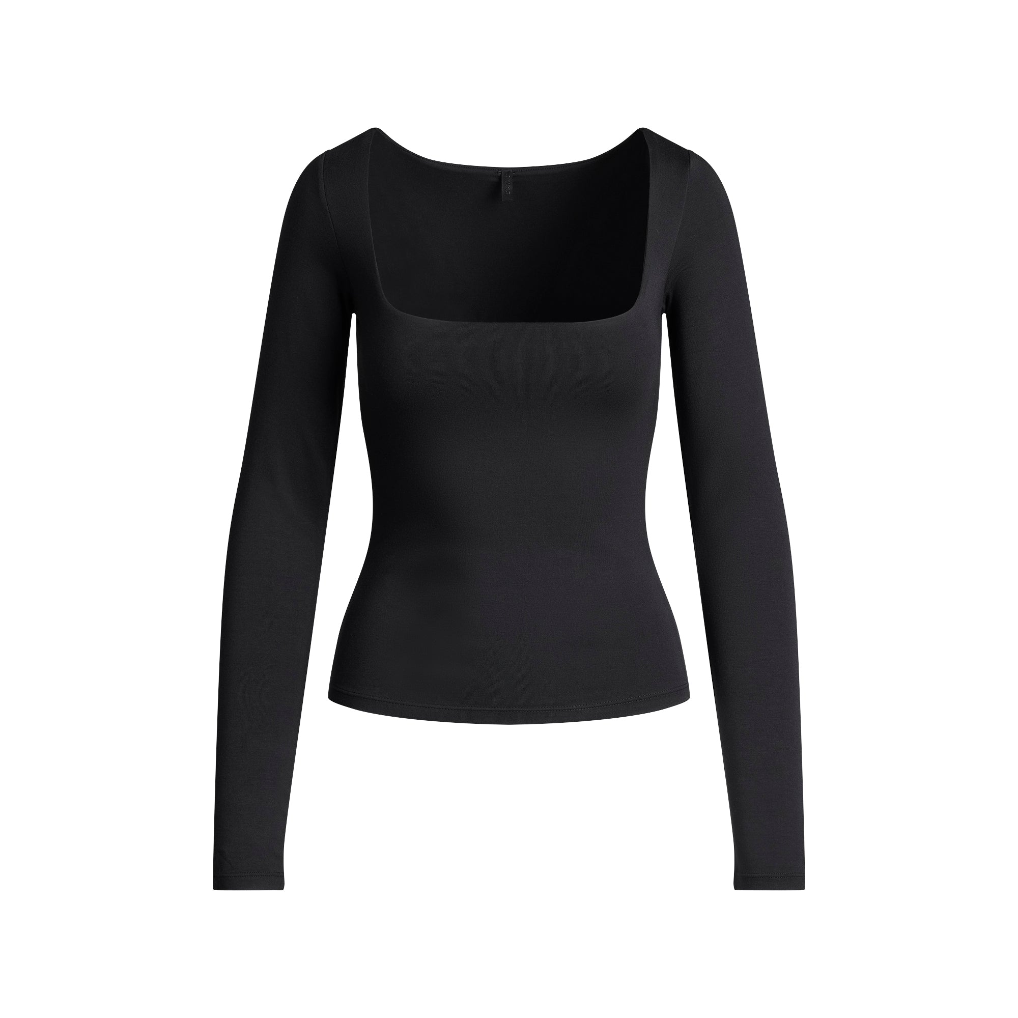 SMOOTH LAYERS SQUARE NECK TOP | OBSIDIAN FLAT ON A WHITE BACKGROUND | FLT