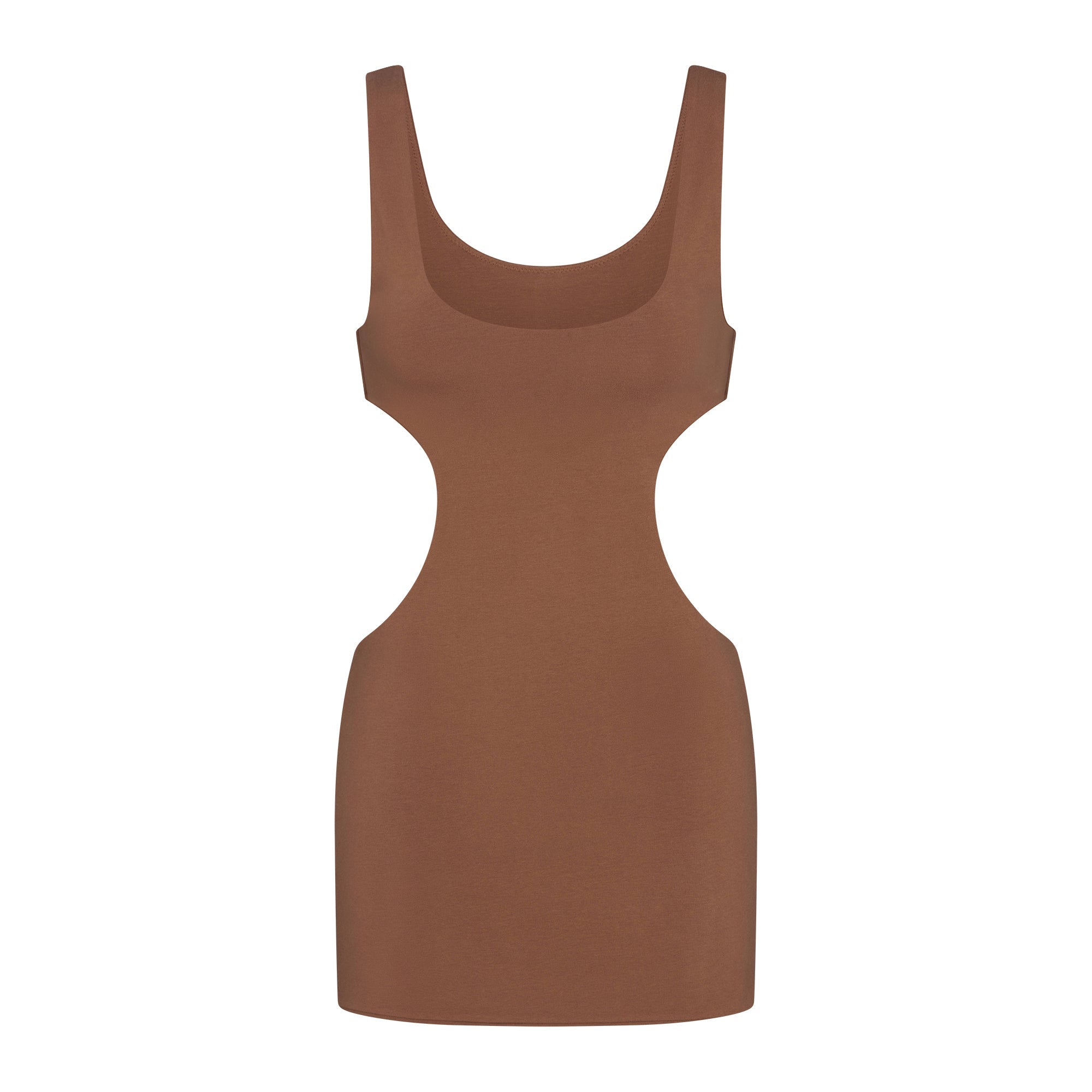COTTON JERSEY CUT OUT MINI DRESS | JASPER LAYS FLAT ON A WHITE BACKGROUND | FLT