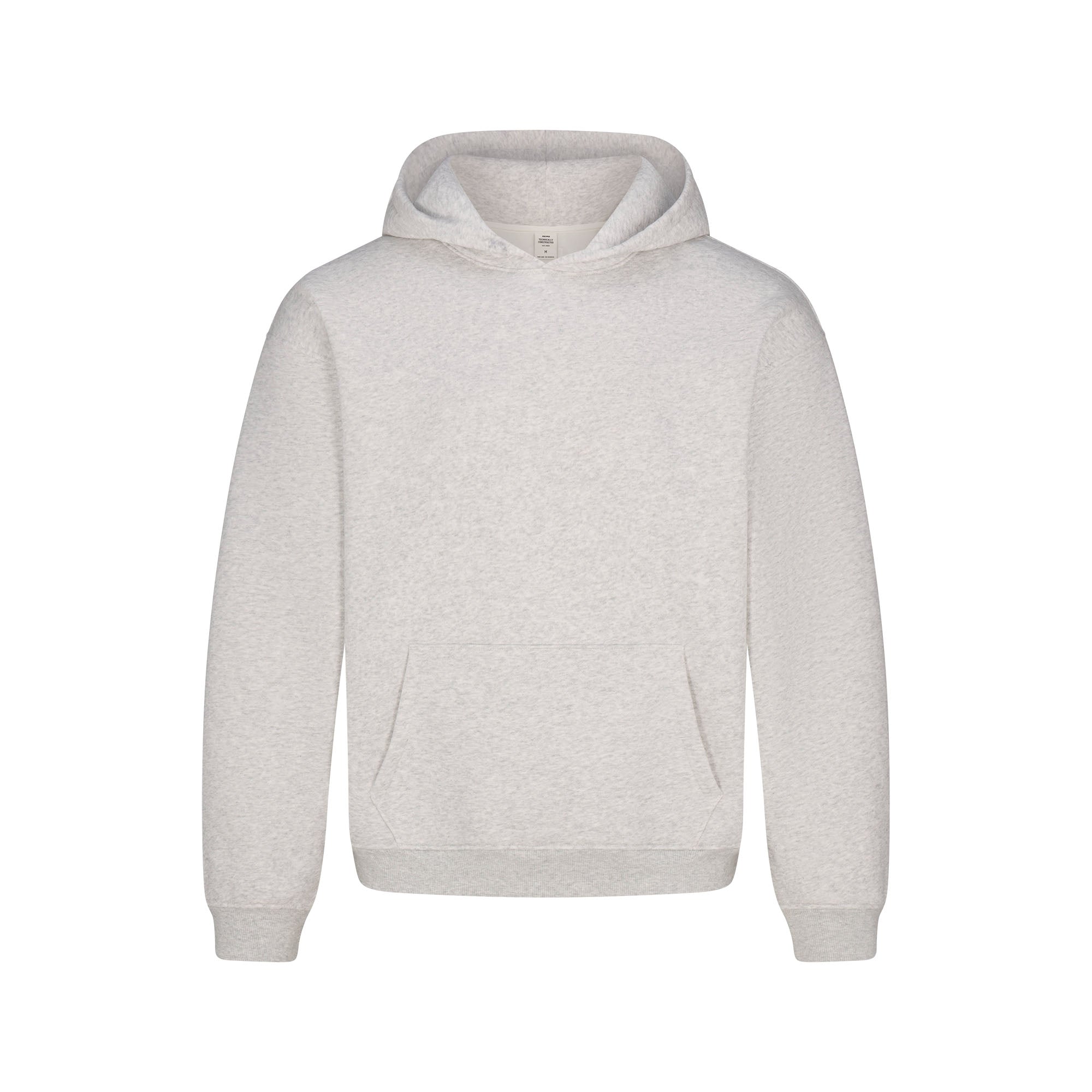 FLEECE LOUNGE MENS RELAXED HOODIE | LIGHT HEATHER GREY FLAT ON A WHITE BACKGROUND | FLT