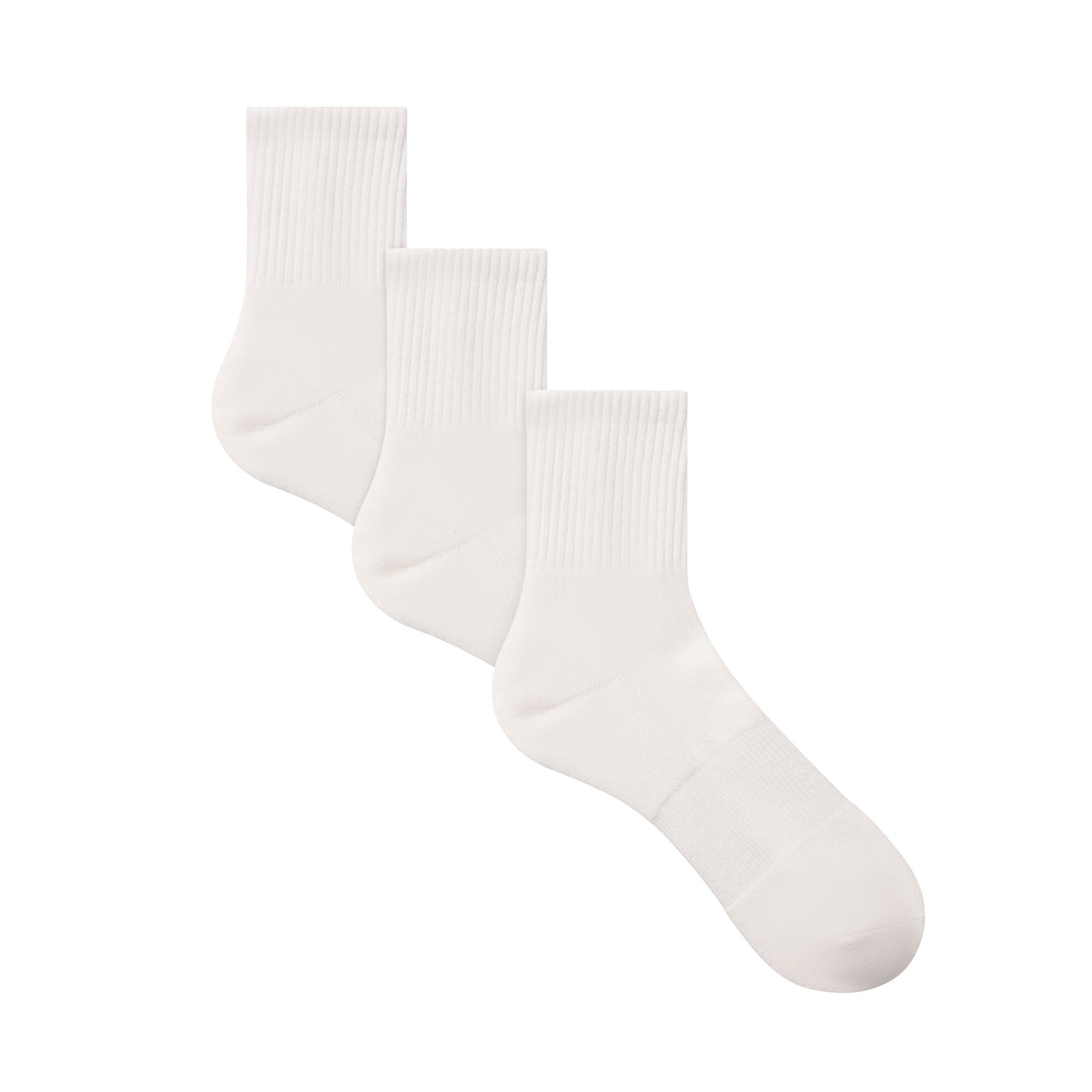 MENS QUARTER CREW SOCK 3-PACK | CHALK FLAT ON A WHITE BACKGROUND | FLT