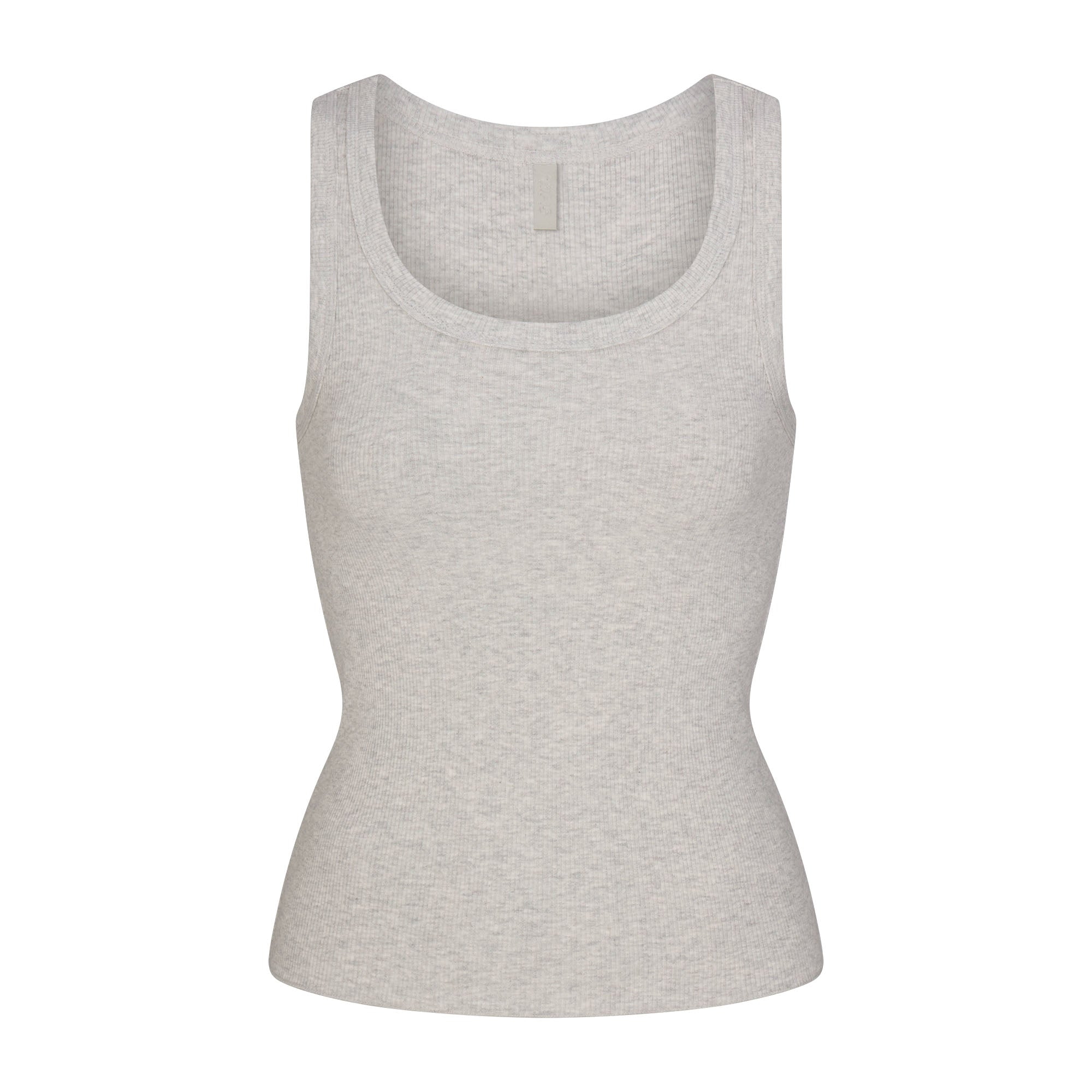 COTTON RIB SCOOP NECK TANK | LIGHT HEATHER GREY FLAT ON A WHITE BACKGROUND | FLT