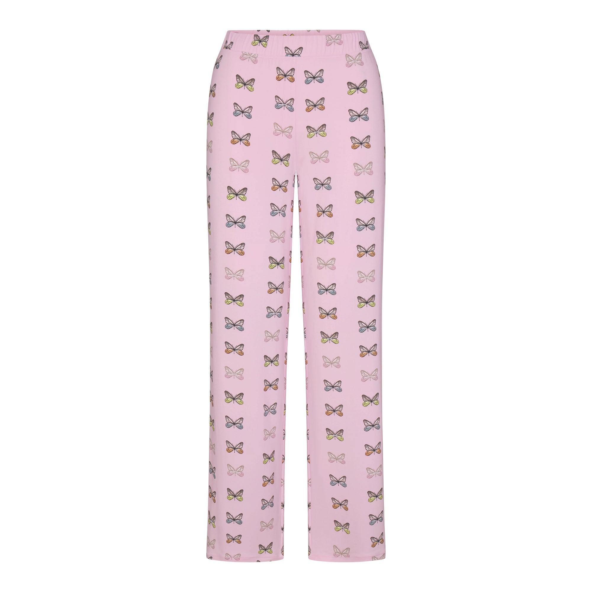 SKIMS SLEEP LONG SLEEVE BUTTON UP SET | PEONY BUTTERFLY PRINT FLAT ON A WHITE BACKGROUND | FLT