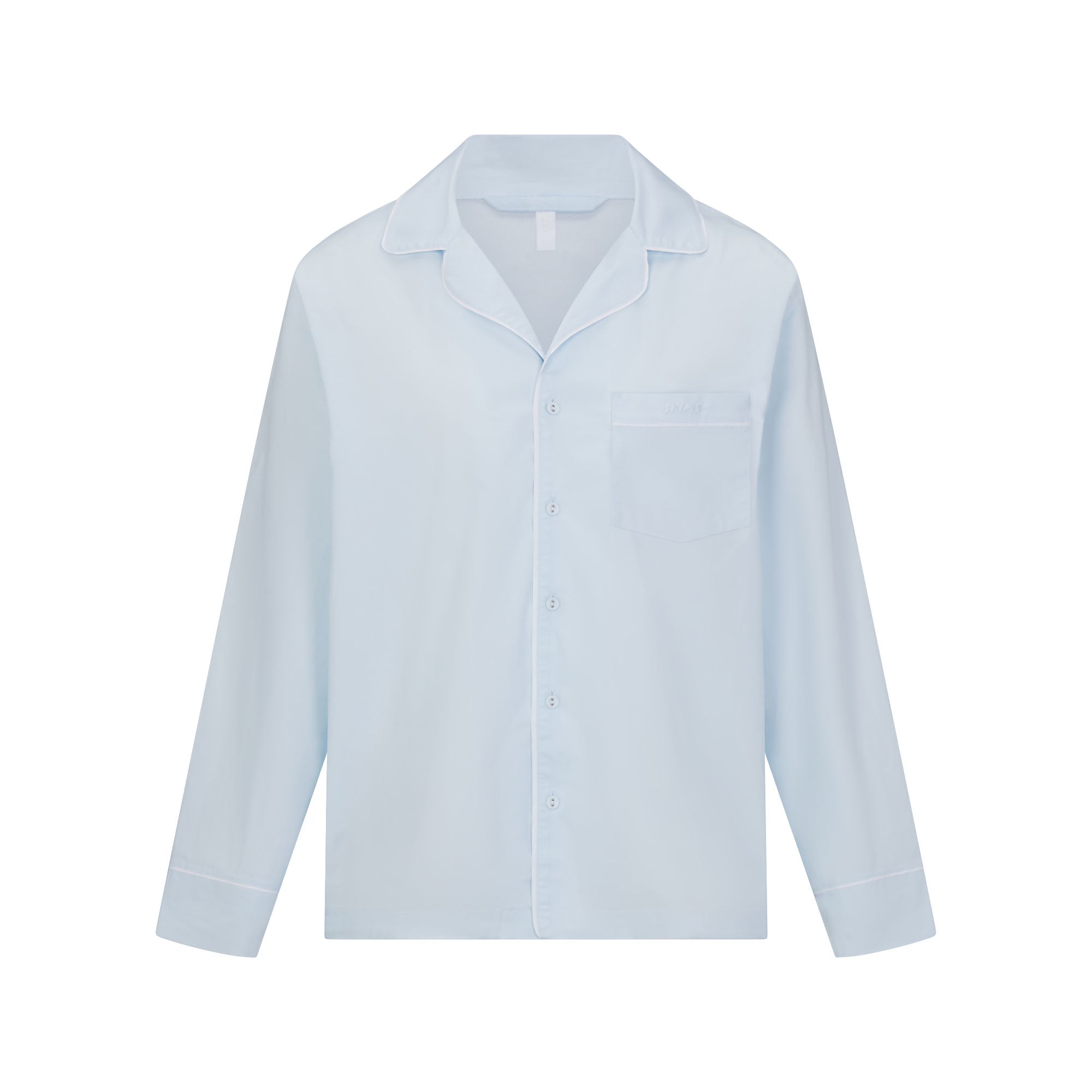 COTTON POPLIN SLEEP LONG SLEEVE AND BOXER SET | BABY BLUE CONTRAST ADDITIONAL FABRIC DETAILS
