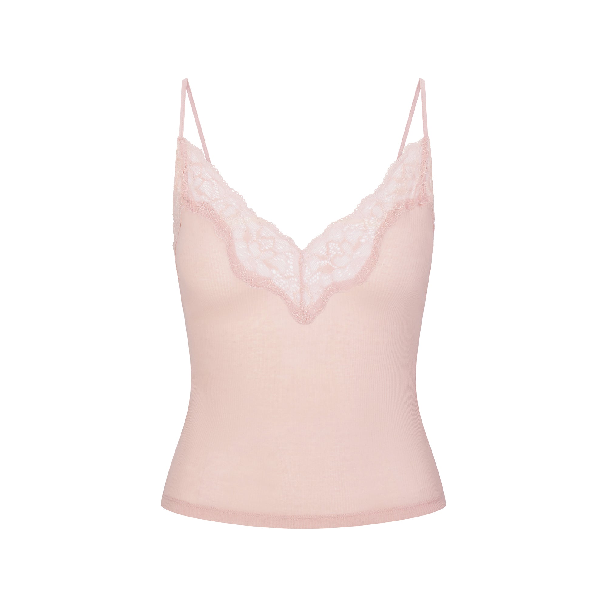 SHEER RIB LACE CAMI AND SHORT SET | MORGANITE FLAT ON A WHITE BACKGROUND | FLT