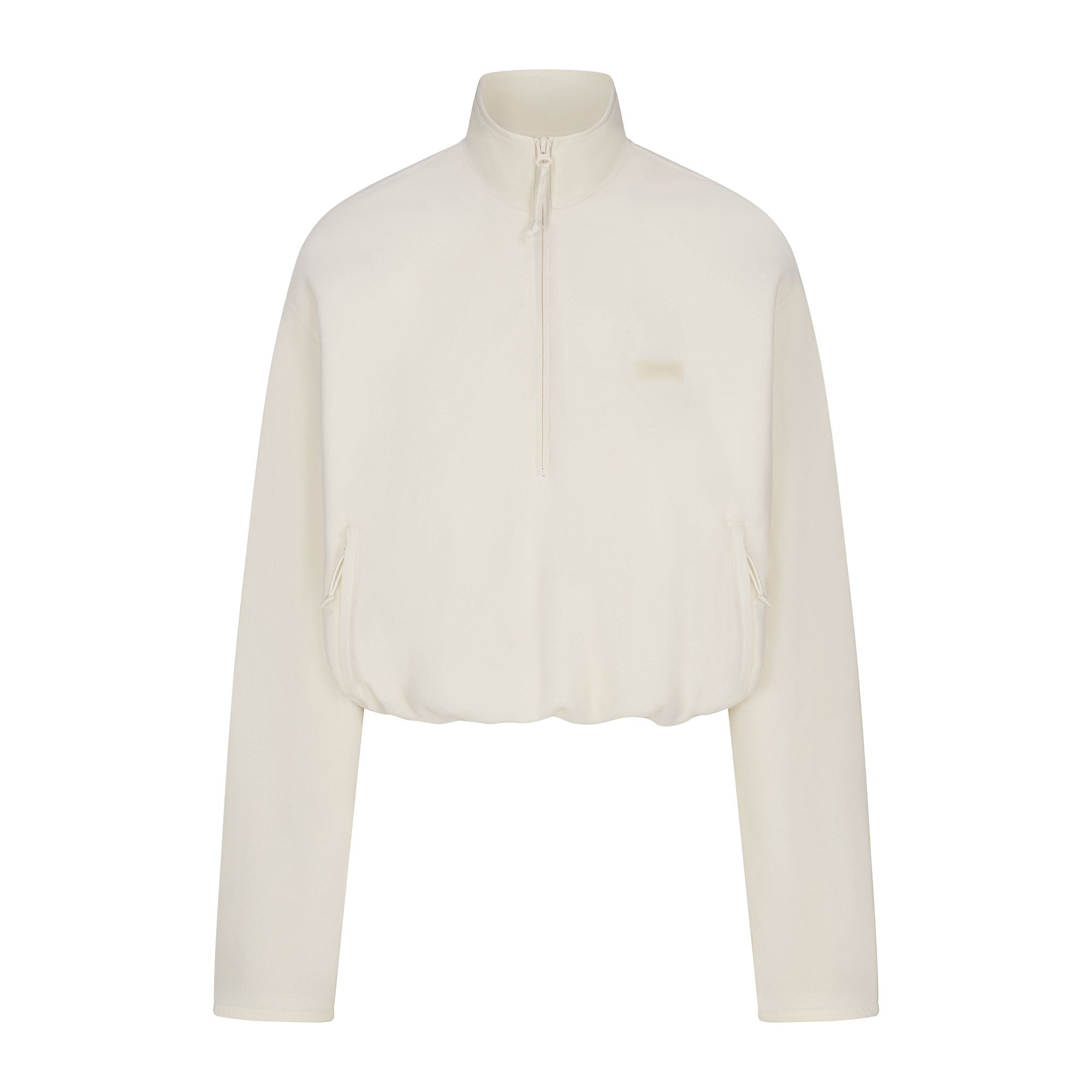 OUTDOOR FLEECE HALF ZIP PULLOVER | ECRU FLAT ON A WHITE BACKGROUND | FLT
