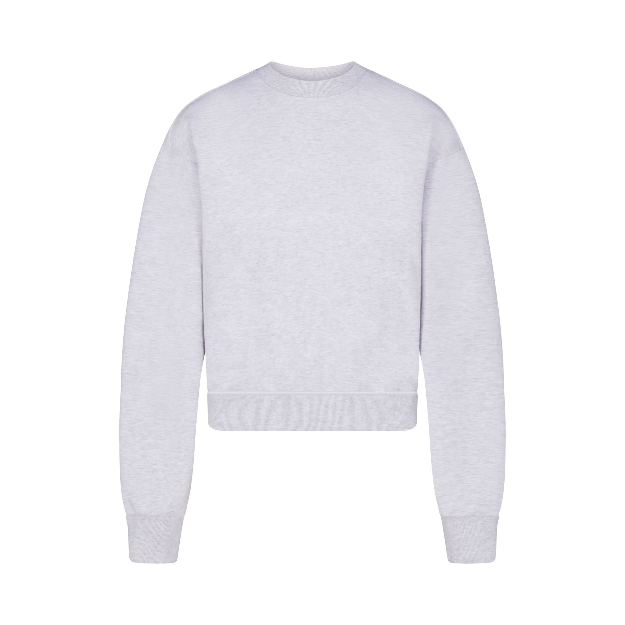 COTTON FLEECE CLASSIC CREWNECK | LIGHT HEATHER GREY (HOODIES, TOPS) LAYS FLAT ON A WHITE BACKGROUND | FLT