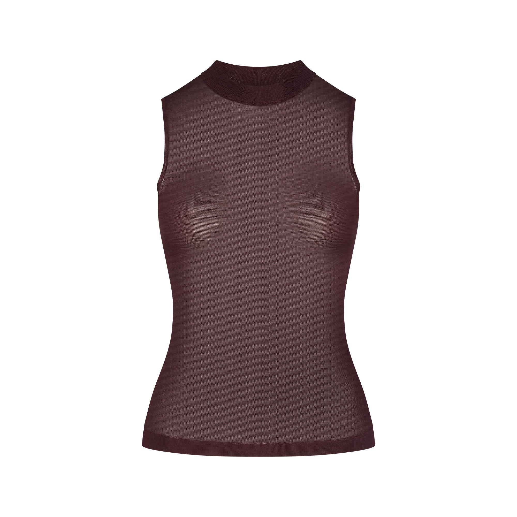 SLINKY KNIT MOCK NECK TANK | CURRANT FLAT ON A WHITE BACKGROUND | FLT