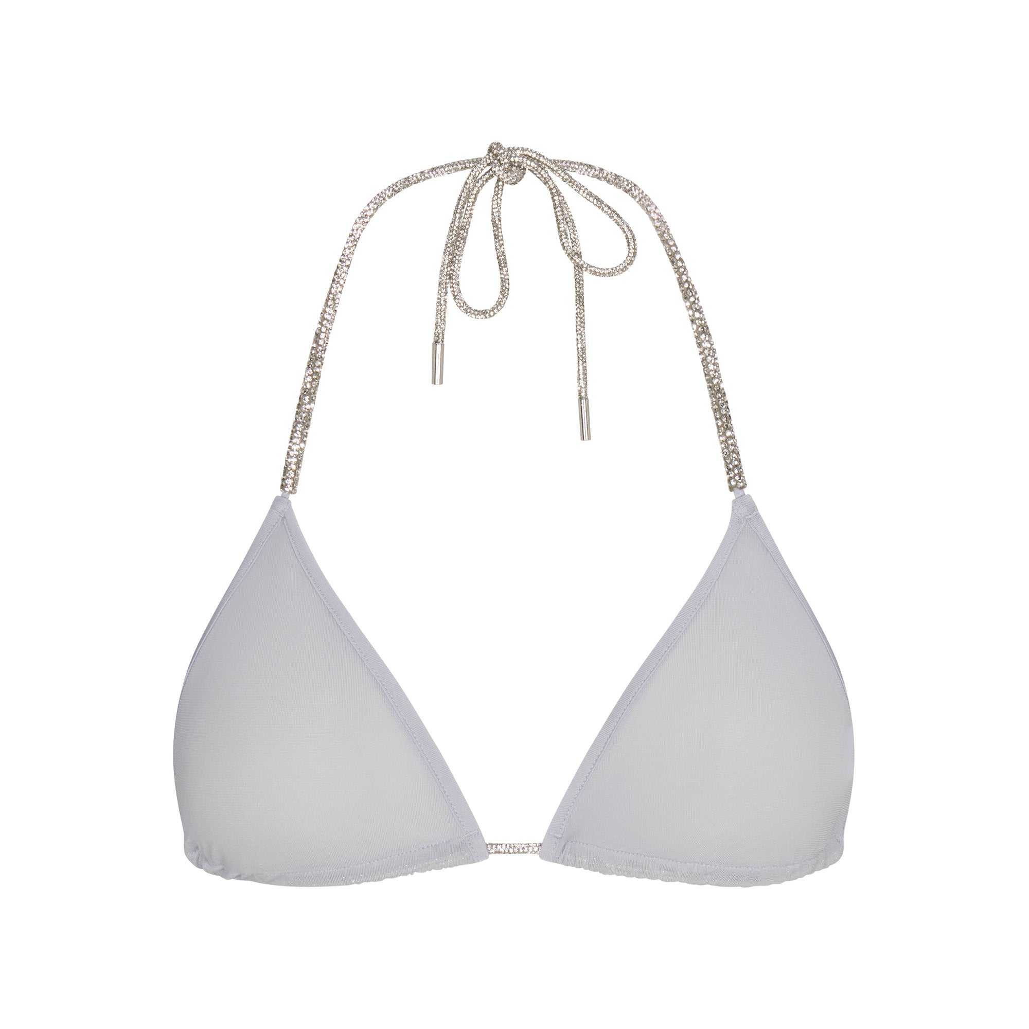RHINESTONE KNIT TRIANGLE BRALETTE | ZEN BLUE FLAT ON A WHITE BACKGROUND | FLT
