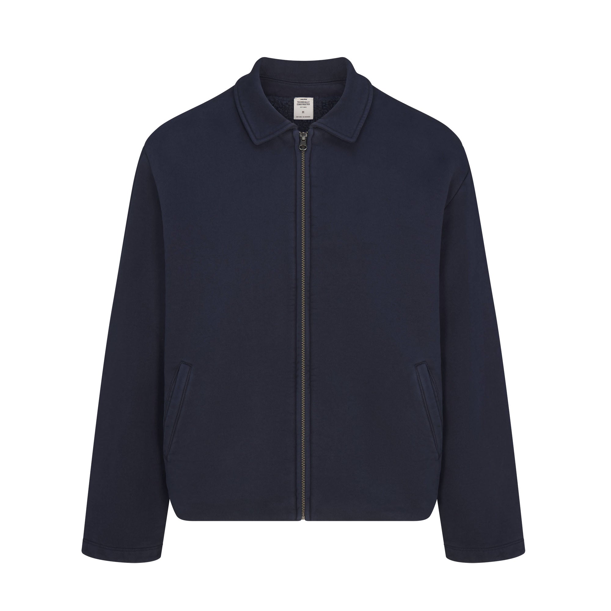 HEAVYWEIGHT FLEECE MENS SHERPA-LINED ZIP UP JACKET | NAVY FLAT ON A WHITE BACKGROUND | FLT