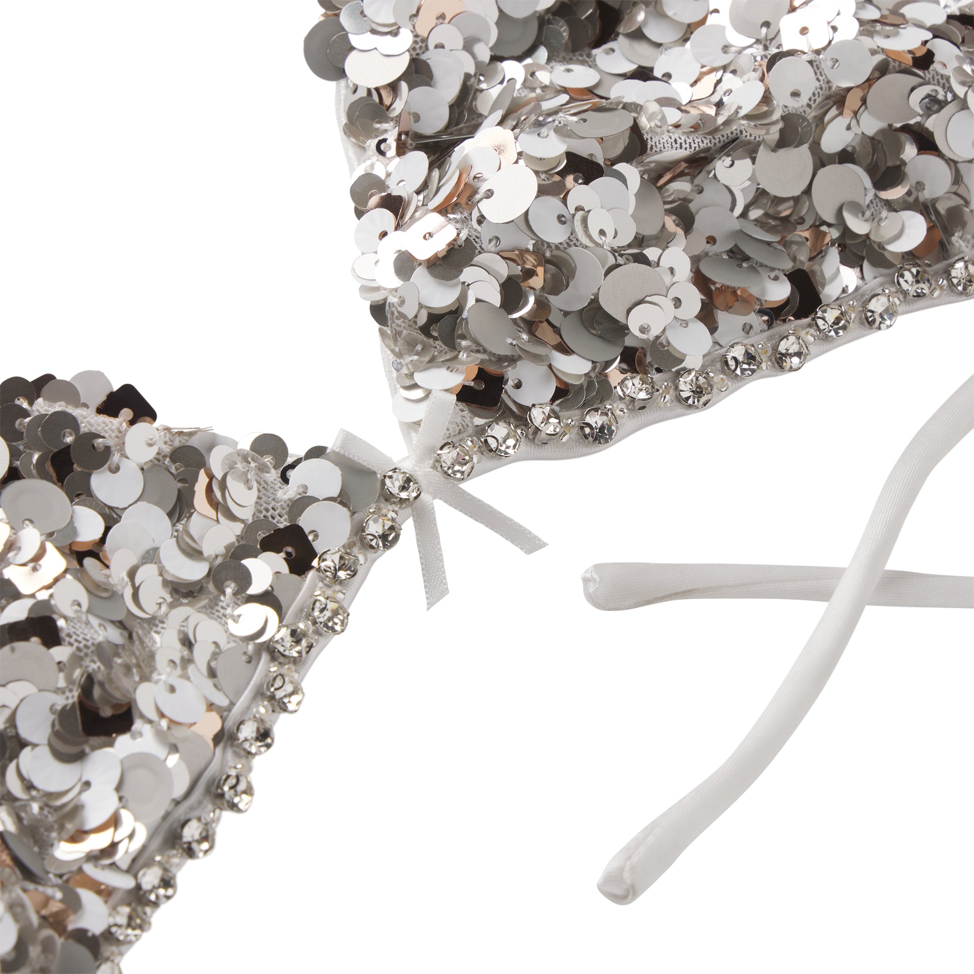 NOVELTY INTIMATES SEQUIN BRALETTE AND HIPSTER SET | SNOW ADDITIONAL FABRIC DETAILS
