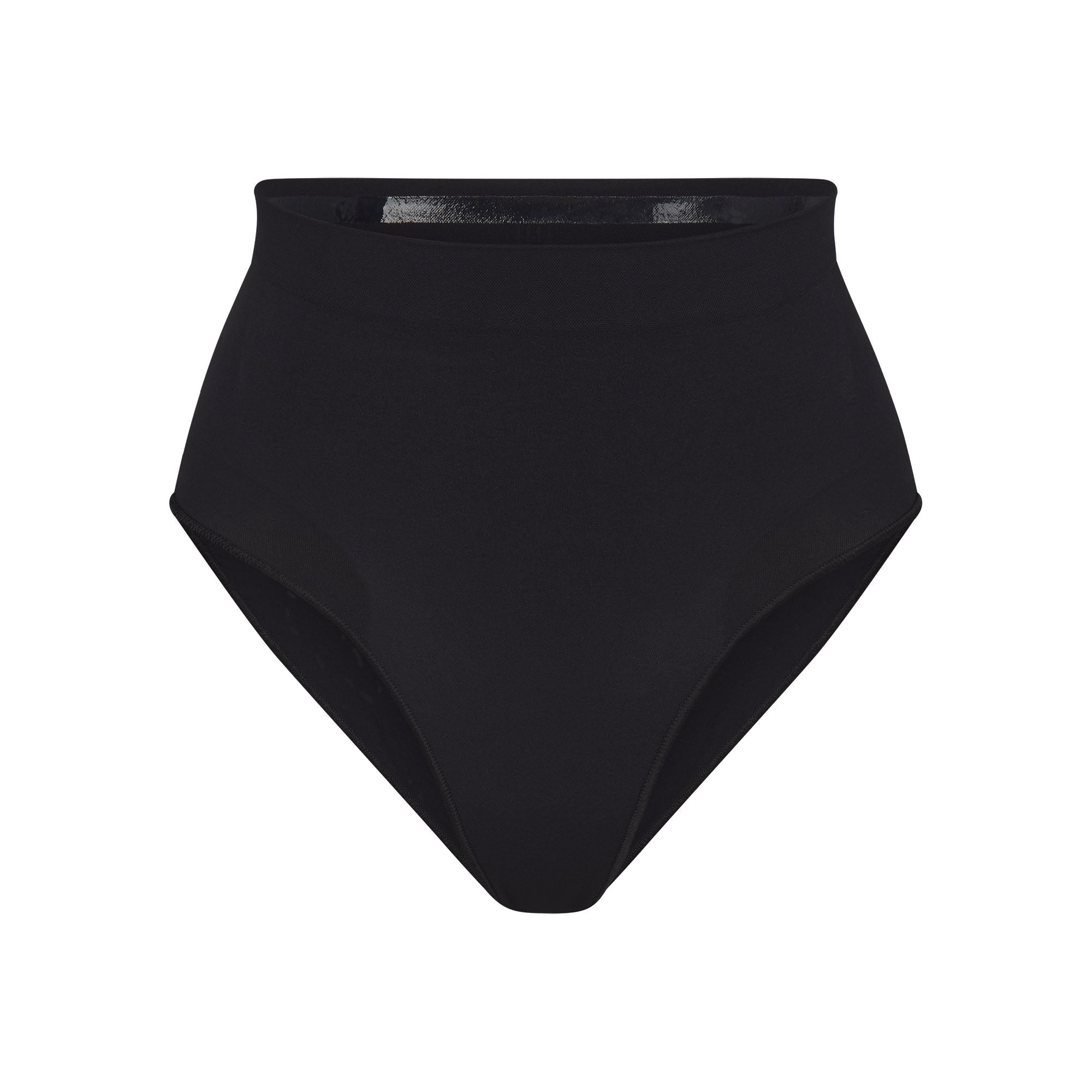 SEAMLESS SCULPT MID WAIST BRIEF | ONYX (SHAPEWEAR BRIEFS, PANTIES) LAYS FLAT ON A WHITE BACKGROUND | FLT