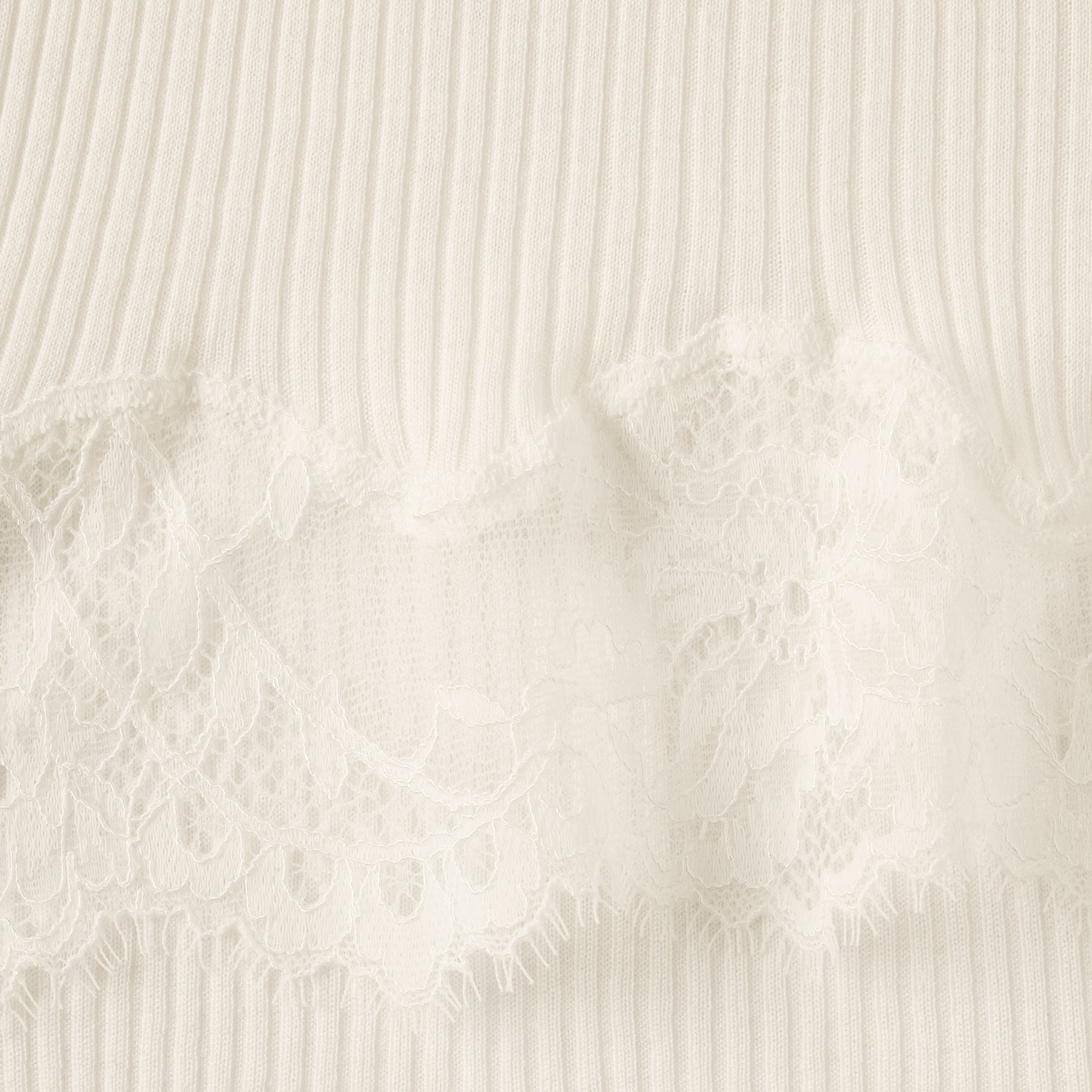 RIB KNIT LACE MINI DRESS | EGRET ADDITIONAL FABRIC DETAILS
