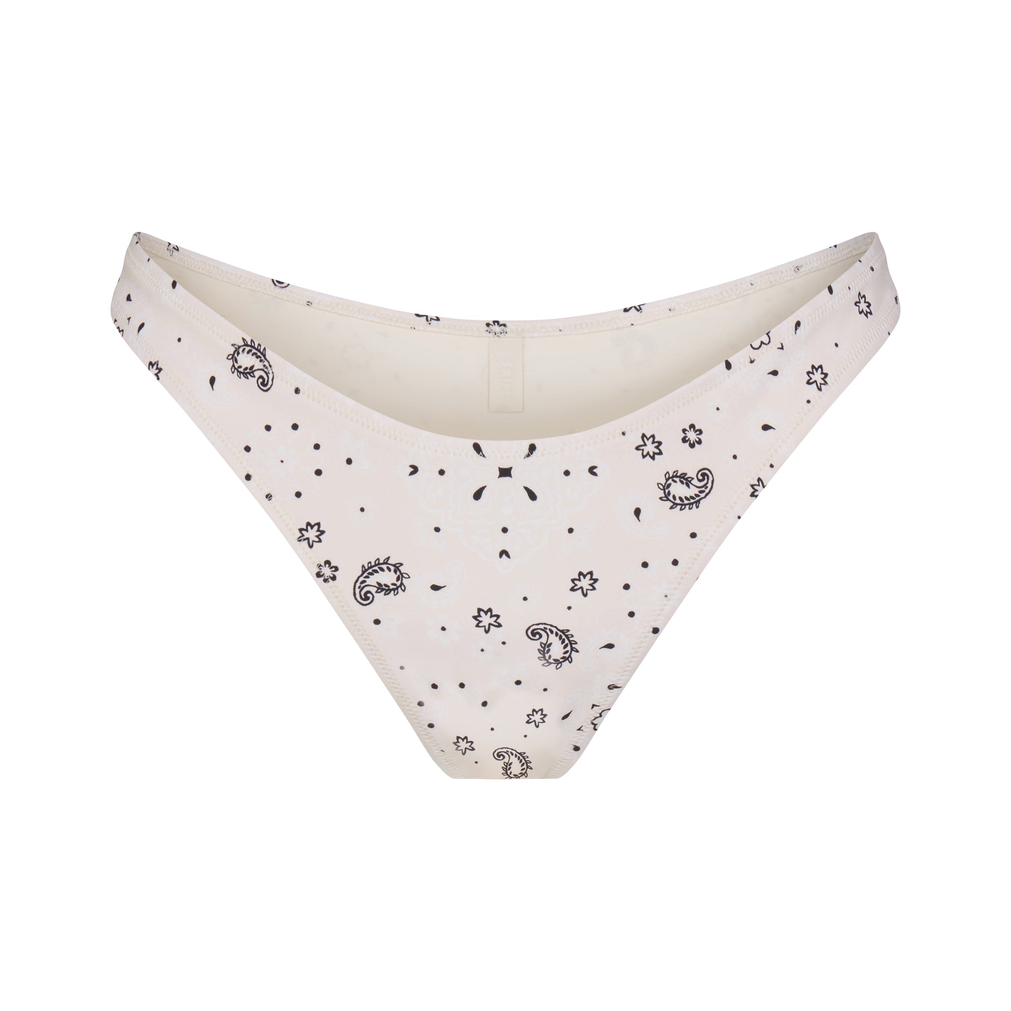 SIGNATURE SWIM TANGA BIKINI BOTTOM | ECRU BANDANA PRINT FLAT ON A WHITE BACKGROUND | FLT