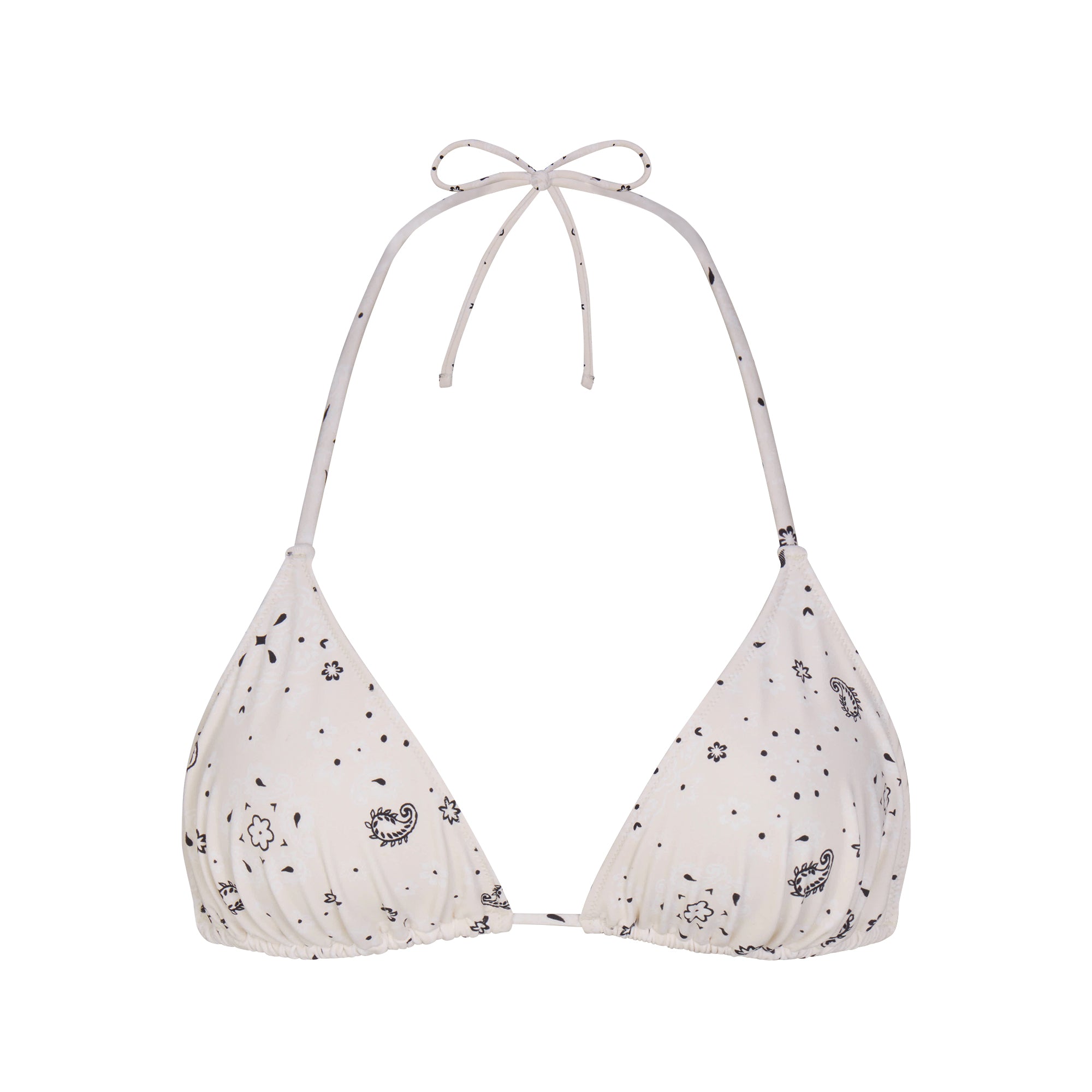 SIGNATURE SWIM TRIANGLE BIKINI TOP | ECRU BANDANA PRINT FLAT ON A WHITE BACKGROUND | FLT