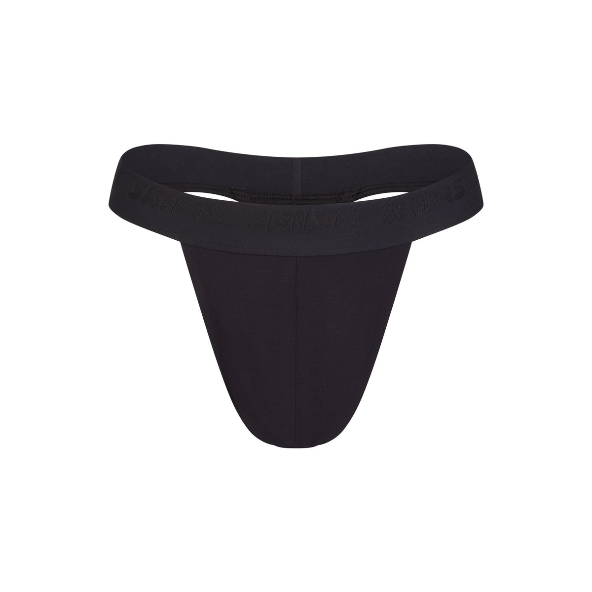 SKIMS STRETCH MENS THONG | OBSIDIAN FLAT ON A WHITE BACKGROUND