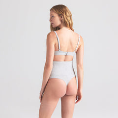 COTTON JERSEY MATERNITY HIGH-WAISTED THONG | LIGHT HEATHER GREY ON A MODEL SIDE VIEW | FOCUS: 0.0, 1.0, 0.9