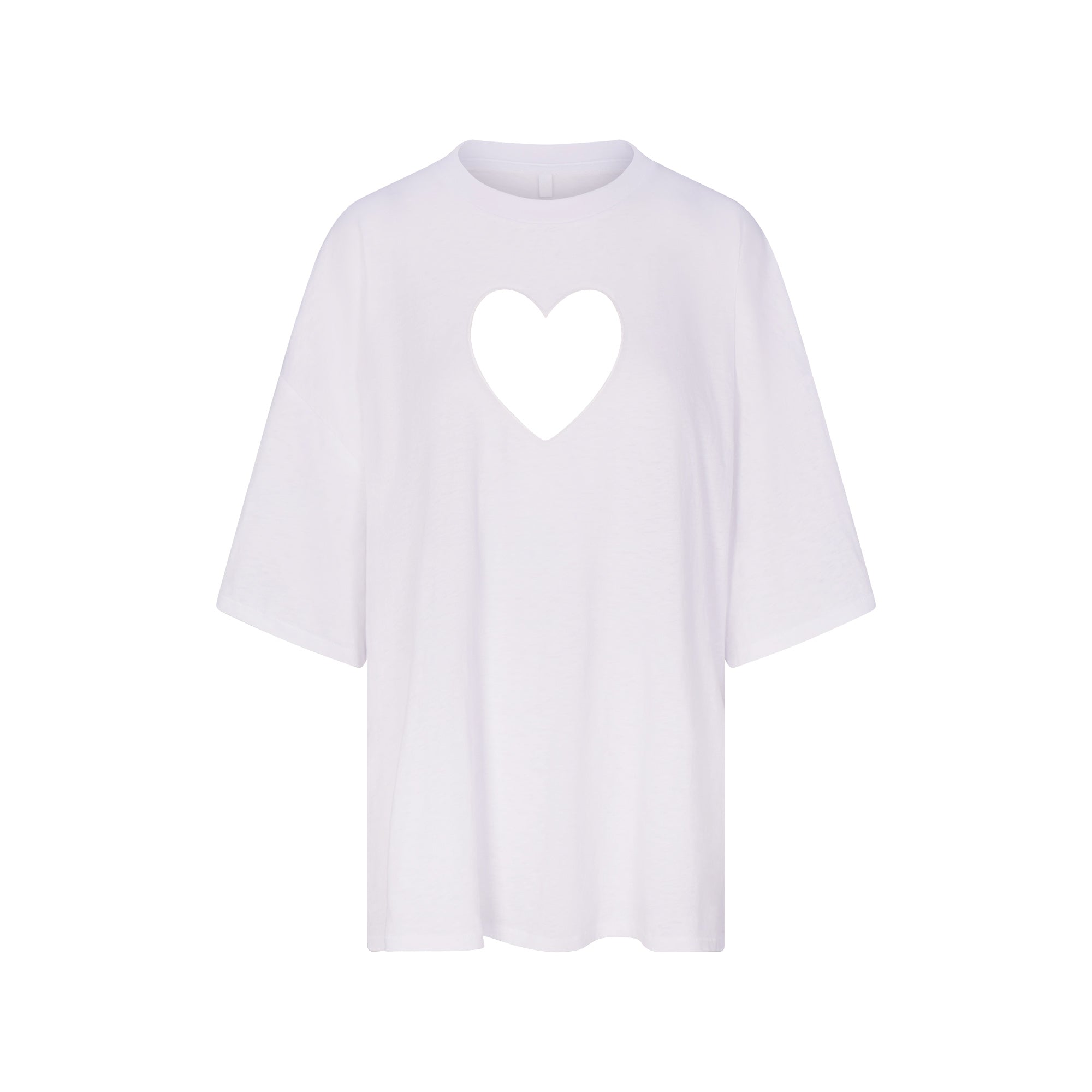 WORN IN JERSEY HEART OVERSIZED T-SHIRT | SNOW FLAT ON A WHITE BACKGROUND | FLT