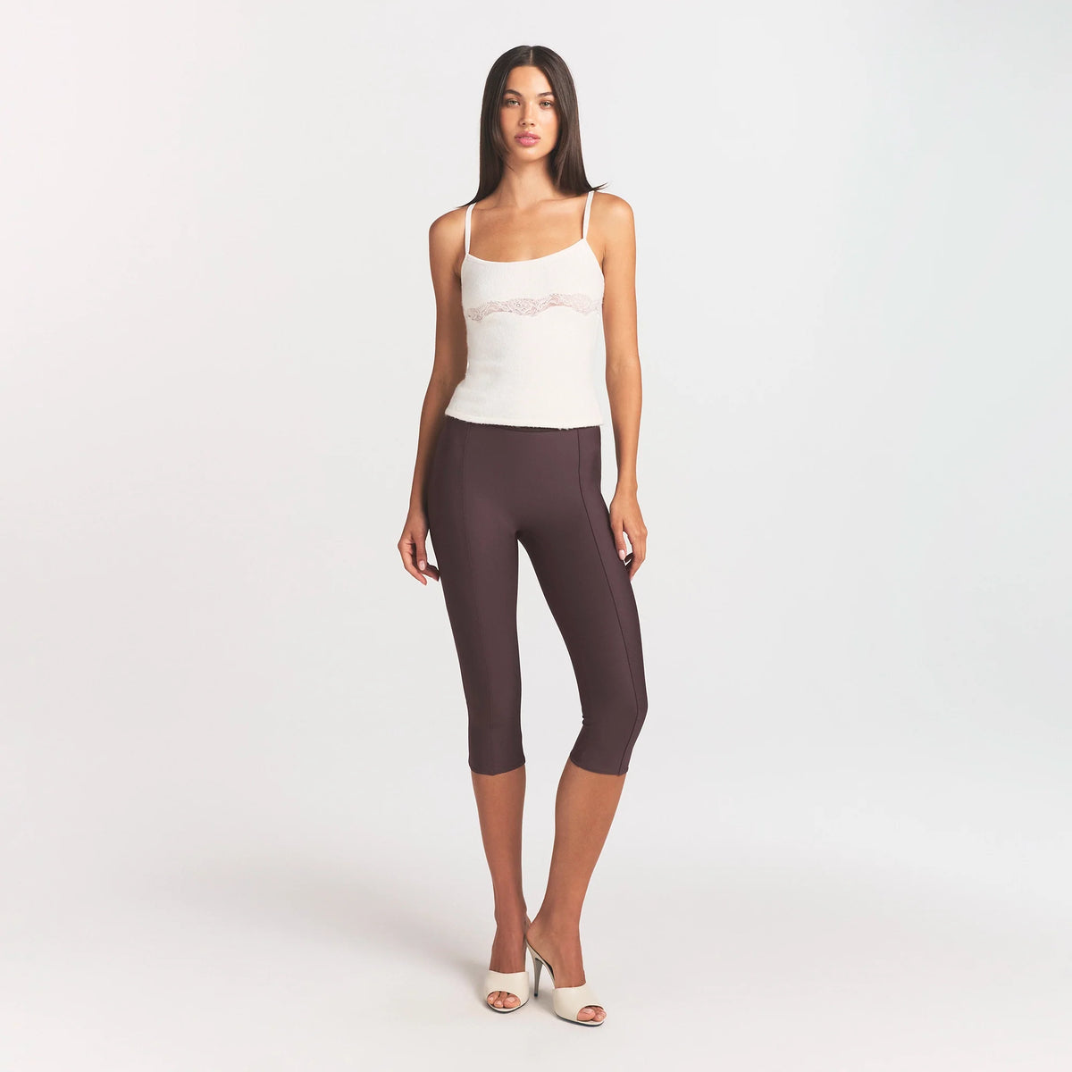 LACE KNIT TANK | SUGAR ON A MODEL FRONT VIEW