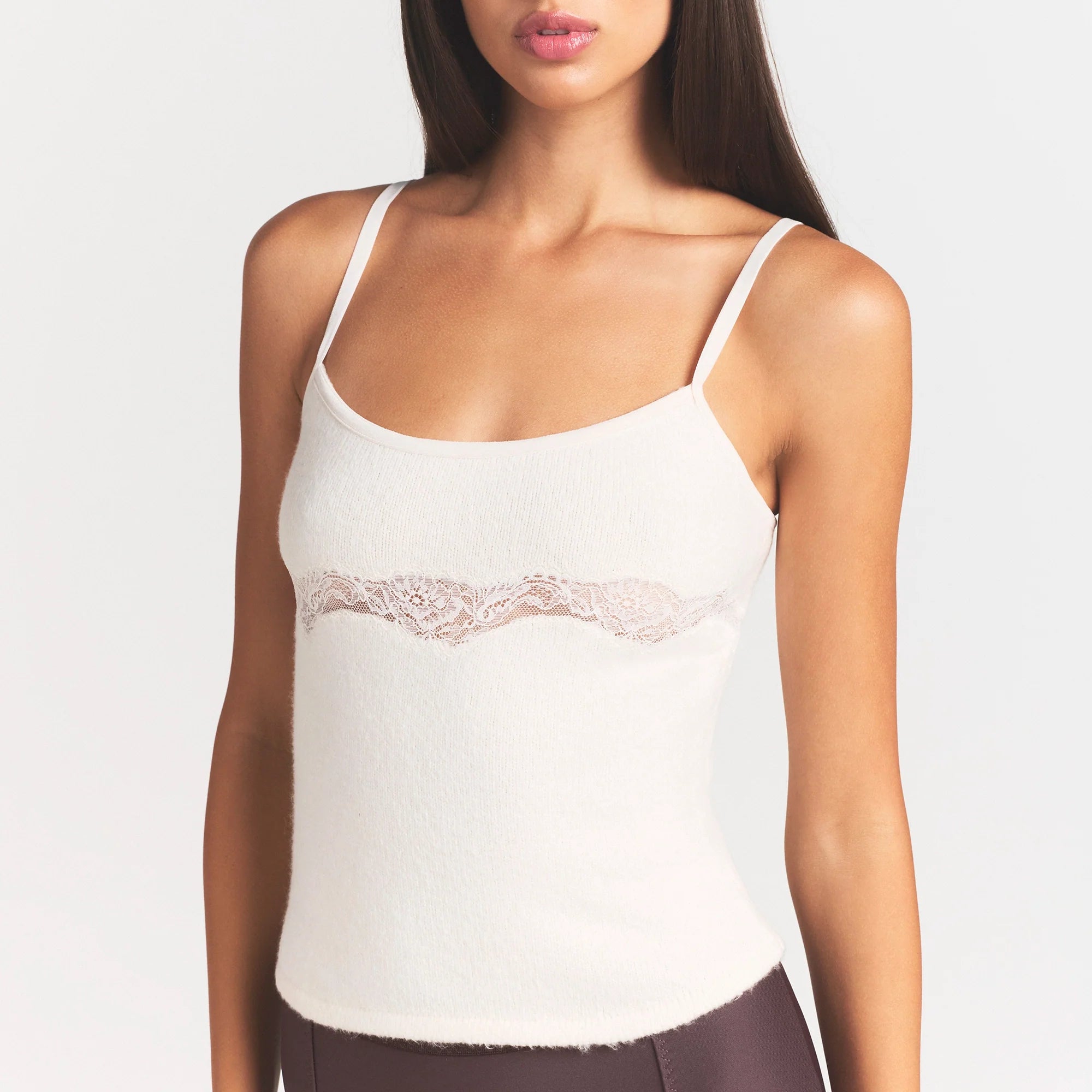 LACE KNIT TANK | SUGAR ON A MODEL SIDE VIEW