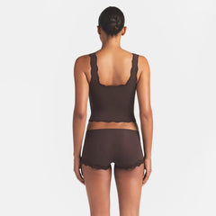 FITS EVERYBODY LACE TANK | ESPRESSO ON A MODEL | FOCUS: 0.0, 1.0, 0.9