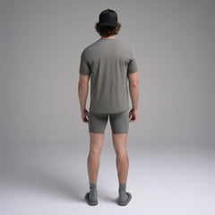 SKIMS SPORT MENS T-SHIRT | GUNMETAL ON A MODEL SIDE VIEW | FOCUS: 0.0, 1.0, 0.9