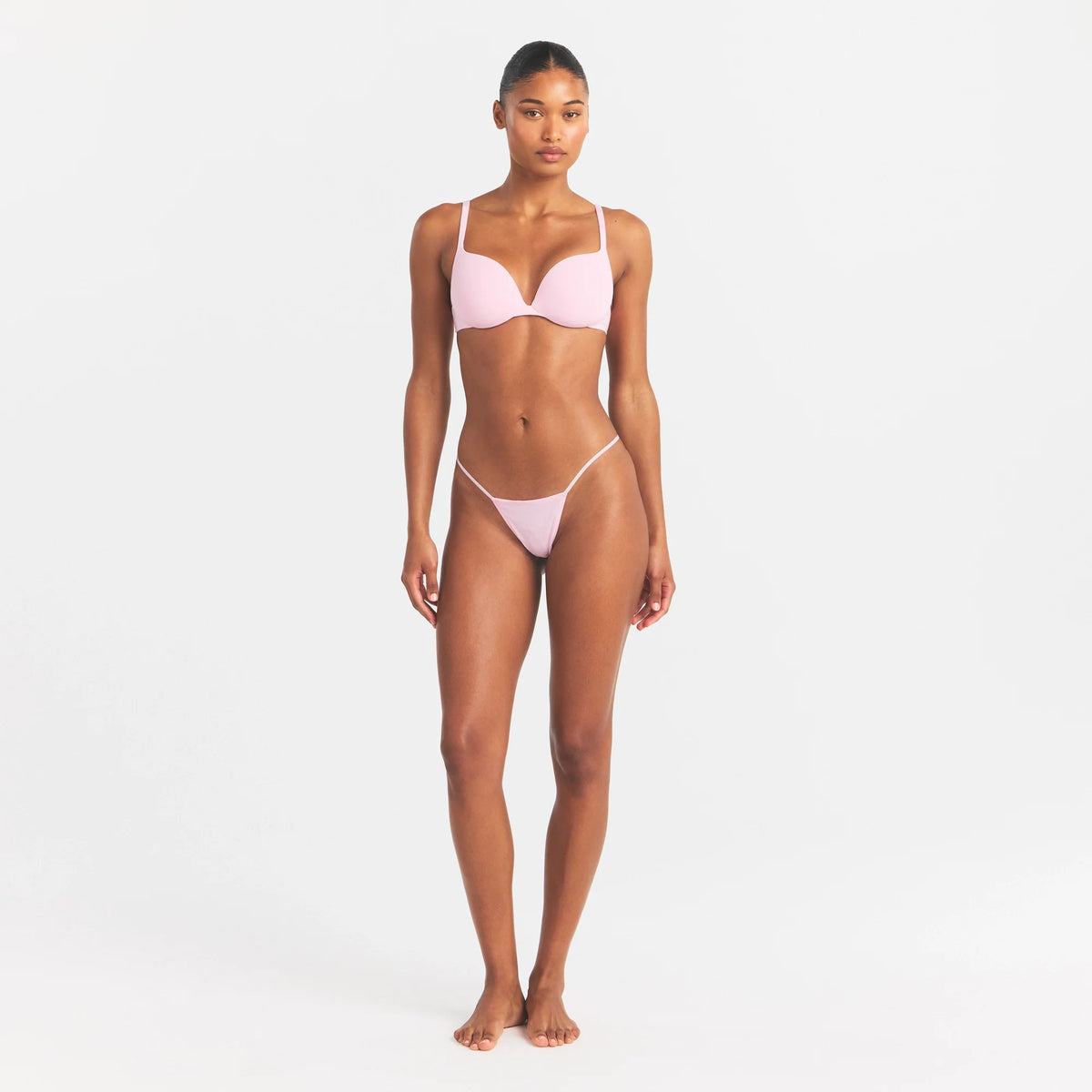 EVERYDAY COTTON STRING THONG | PEONY ON A MODEL FRONT VIEW @ | FOCUS: 0.0, 1.0, 0.9